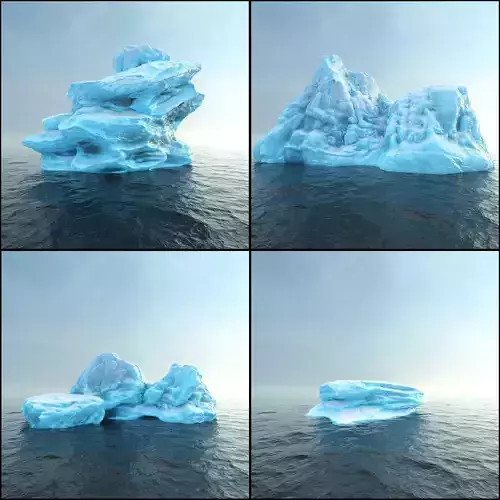 Photorealistic V-Ray render ready Iceberg kit  Low-poly 3D model