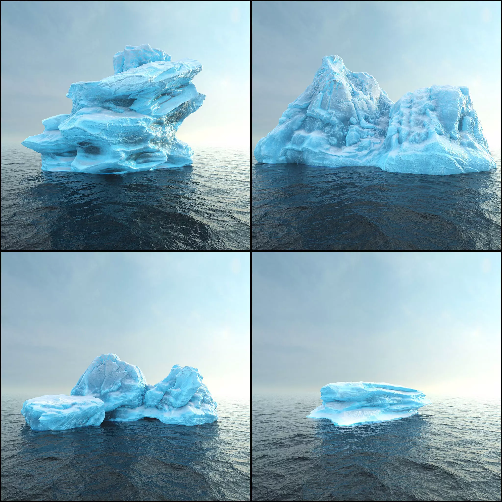 Photorealistic V-Ray render ready Iceberg kit  Low-poly 3D model_0