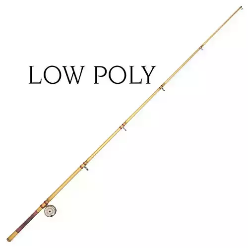 Old bamboo fishing rod Low-poly 3D model