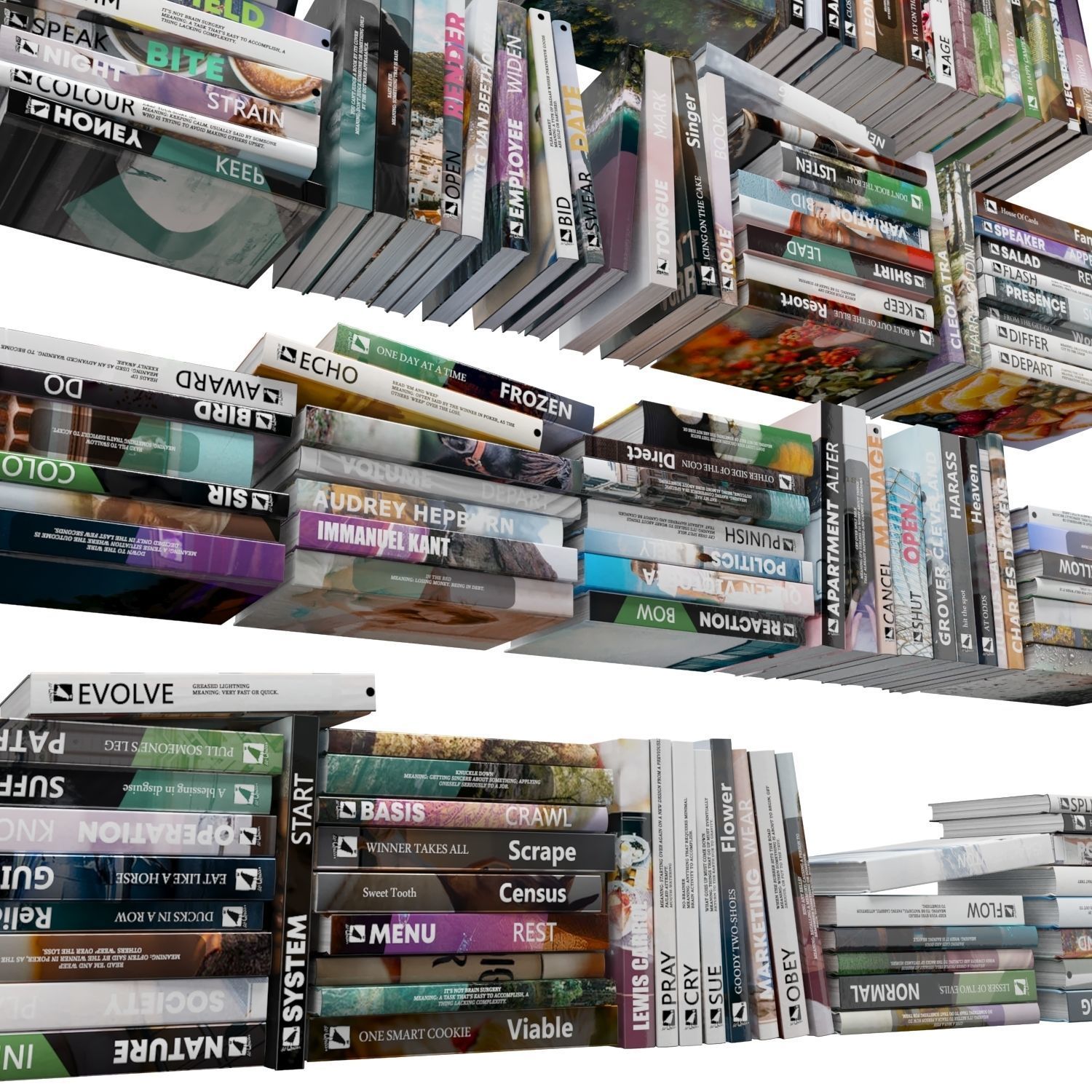 Books 150 pieces 1-4-2 Low-poly 3D model_16