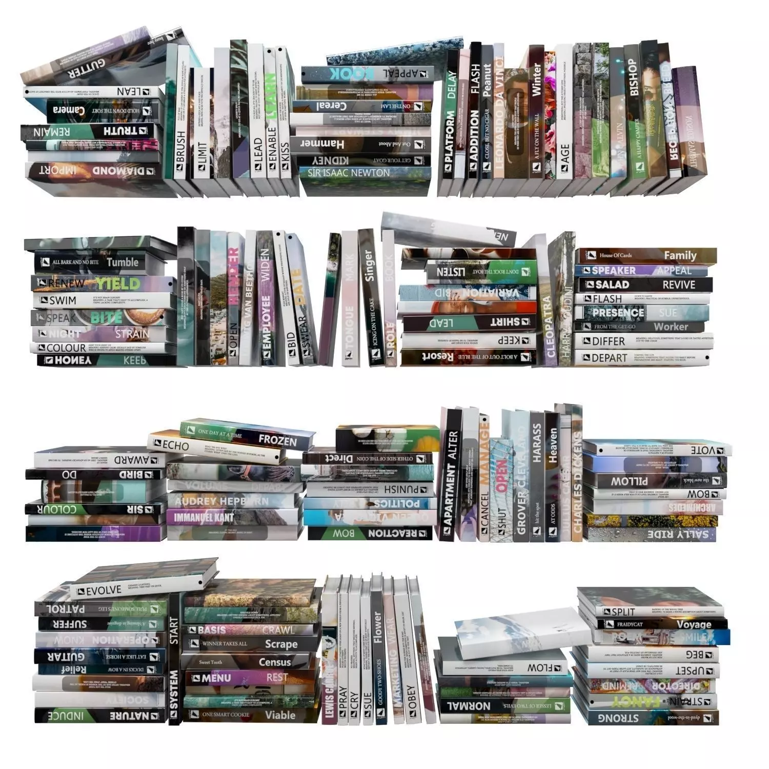 Books 150 pieces 1-4-2 Low-poly 3D model_0