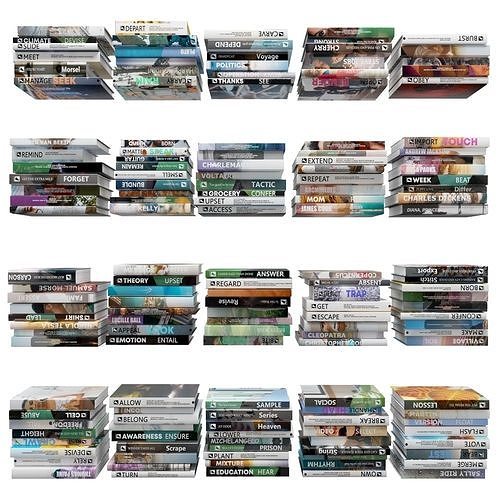 Books 150 pieces 1-5-1 Low-poly 3D model