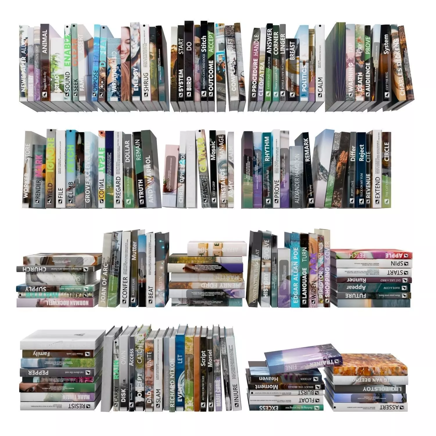 Books 150 pieces 1-6-2 Low-poly 3D model_0