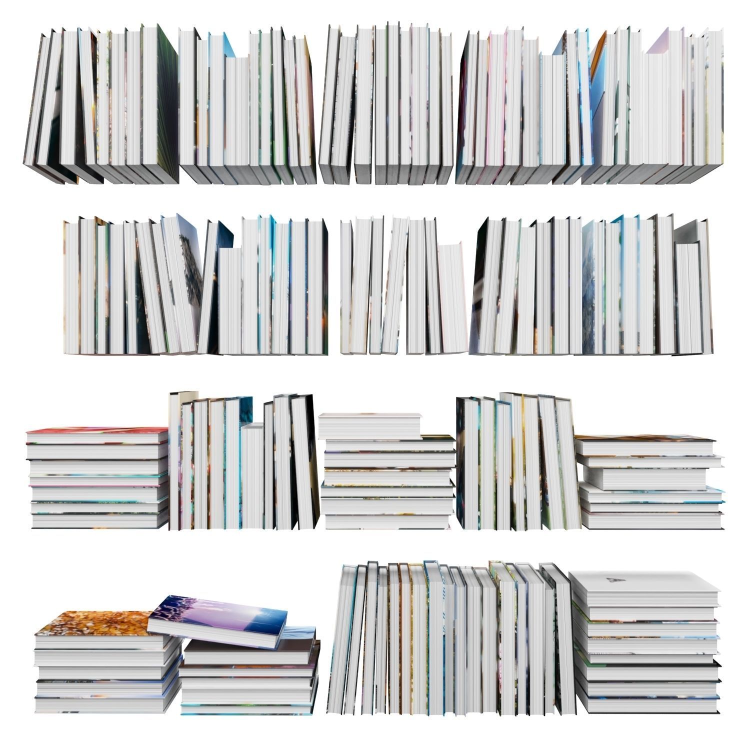 Books 150 pieces 1-6-2 Low-poly 3D model_15