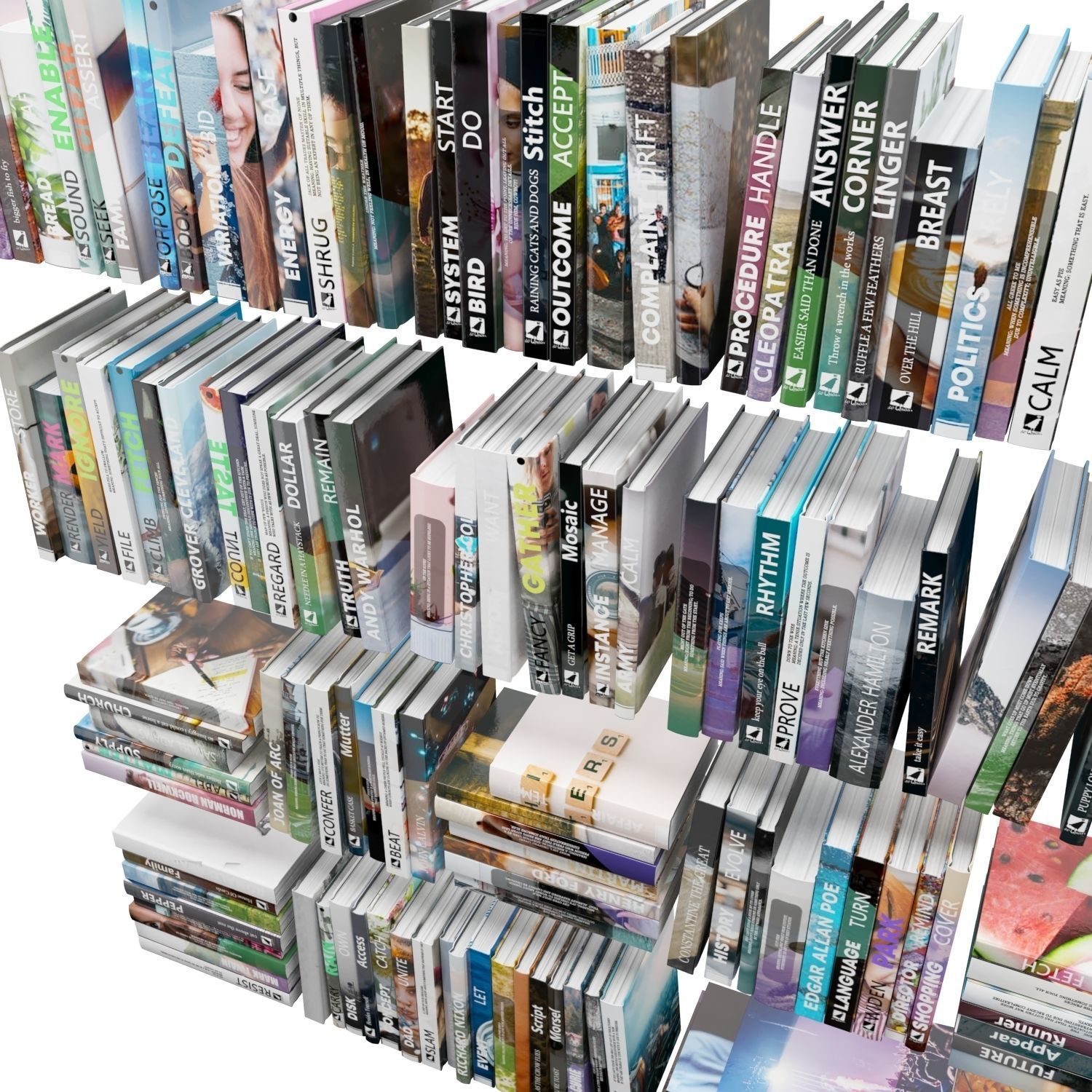 Books 150 pieces 1-6-2 Low-poly 3D model_22