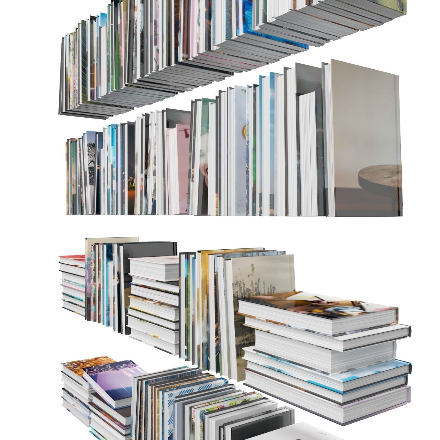 Books 150 pieces 1-6-2 Low-poly 3D model_12