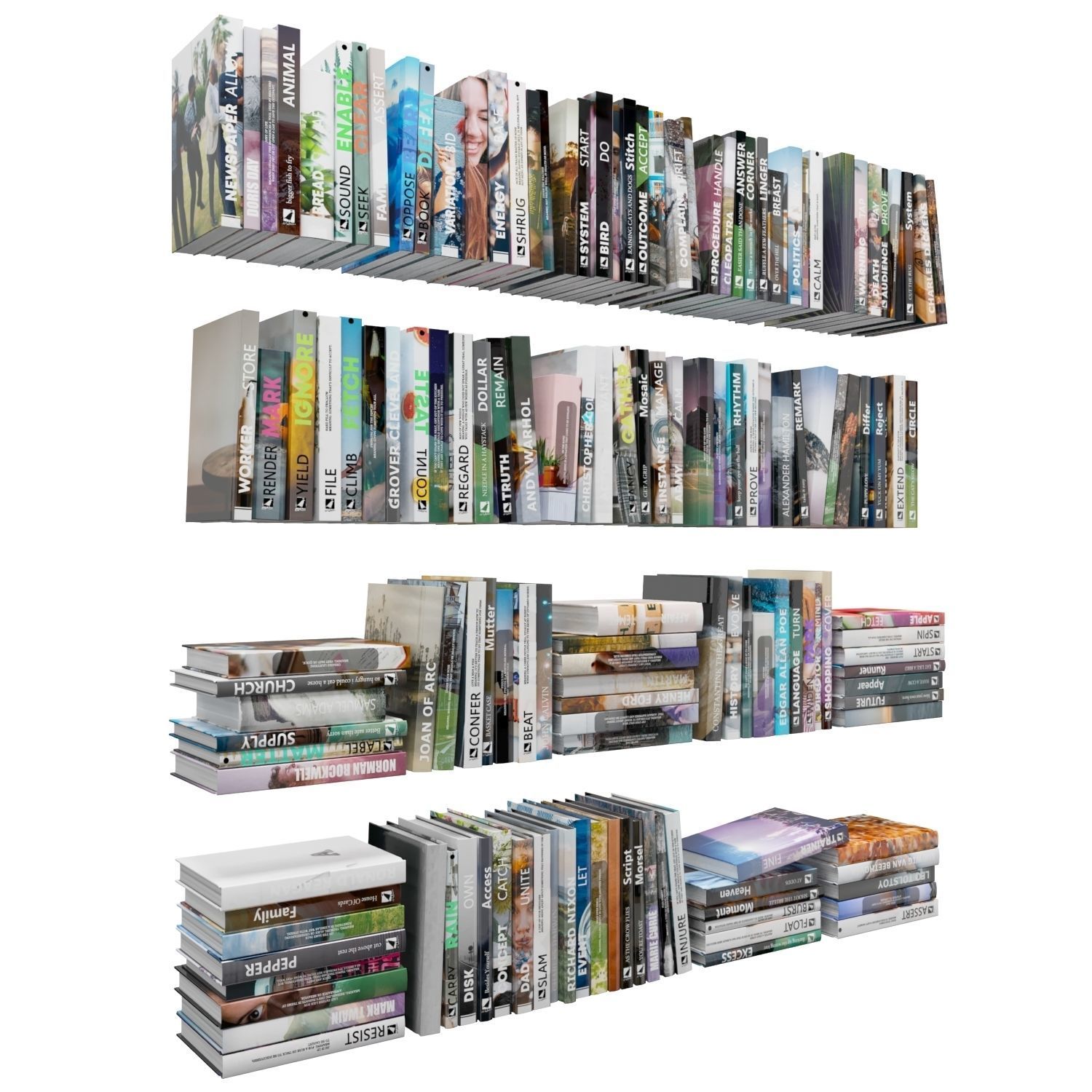 Books 150 pieces 1-6-2 Low-poly 3D model_3