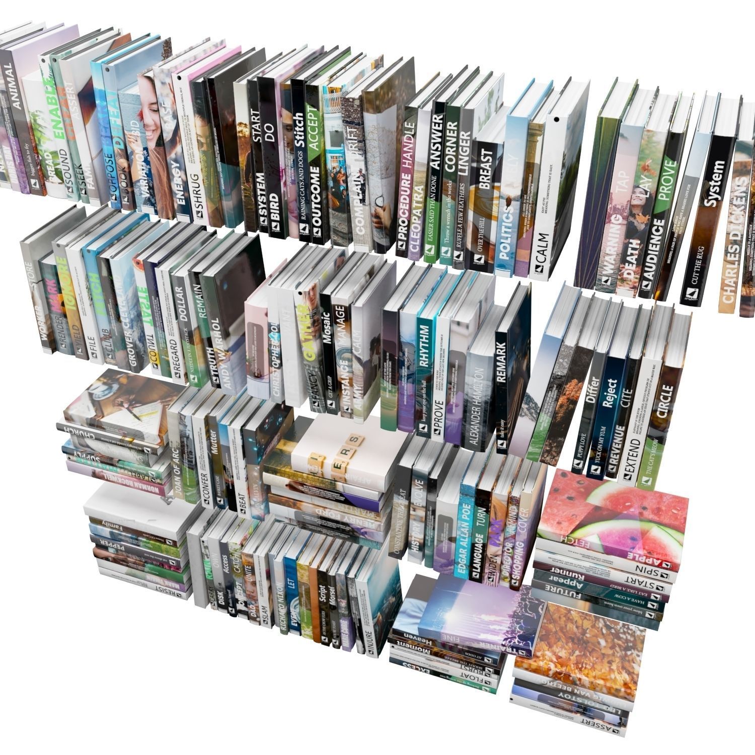 Books 150 pieces 1-6-2 Low-poly 3D model_6