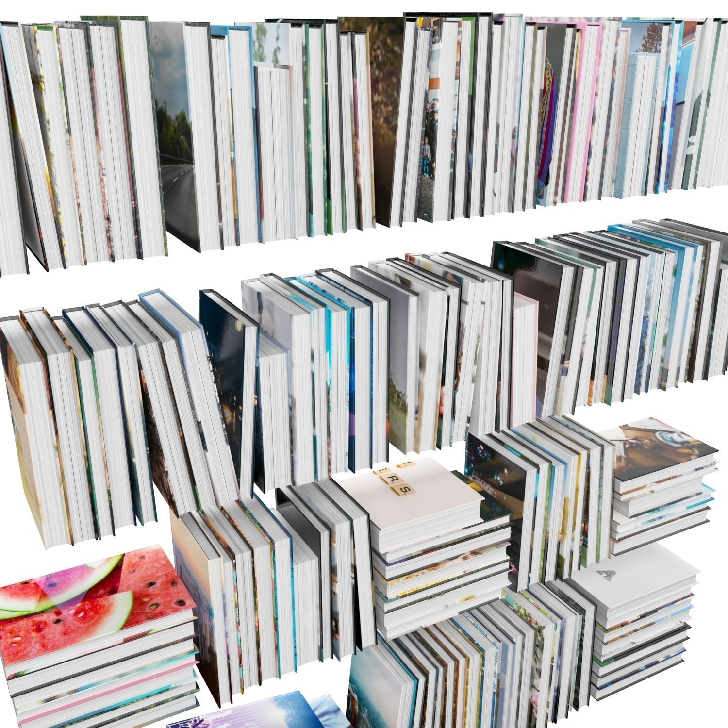 Books 150 pieces 1-6-2 Low-poly 3D model_9