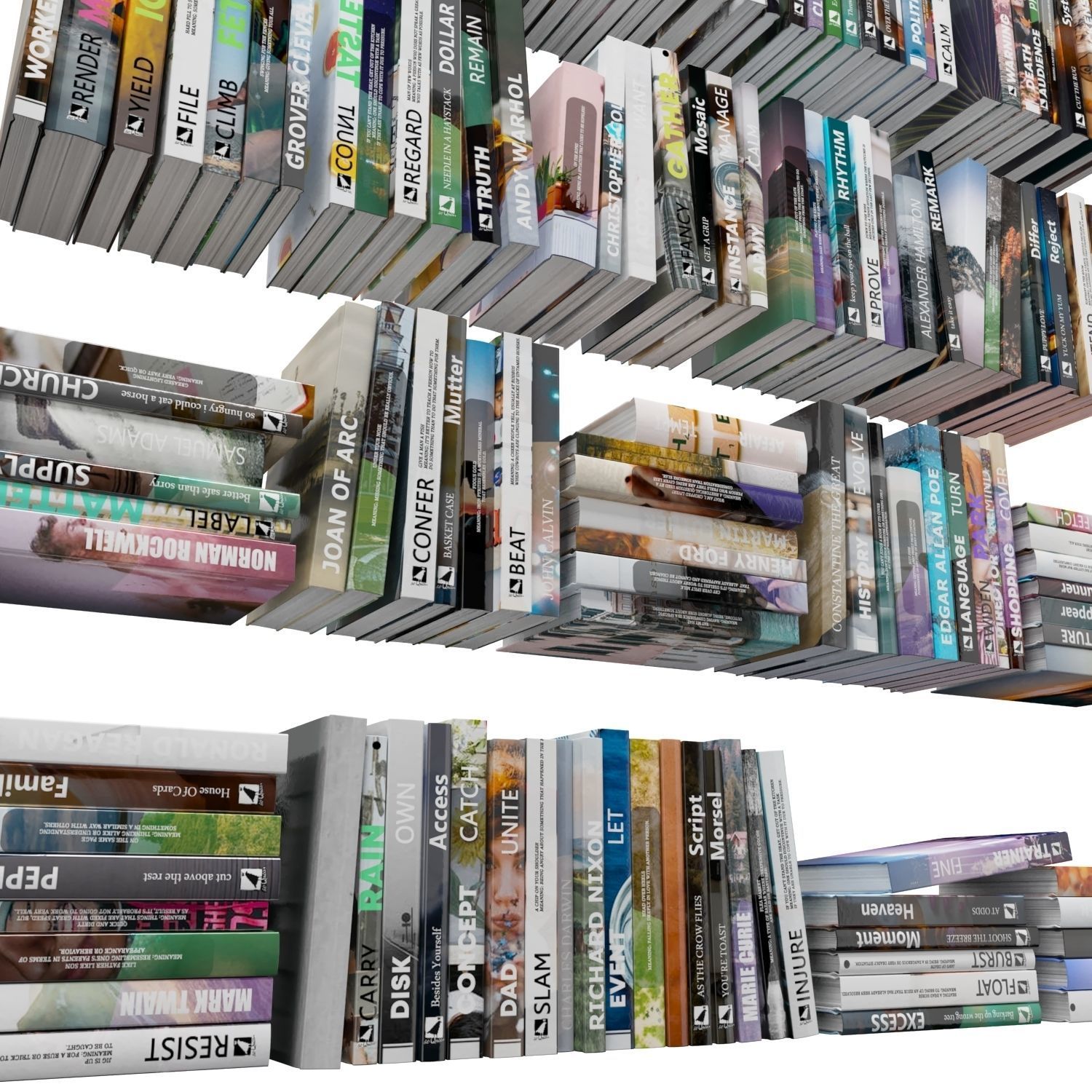 Books 150 pieces 1-6-2 Low-poly 3D model_17