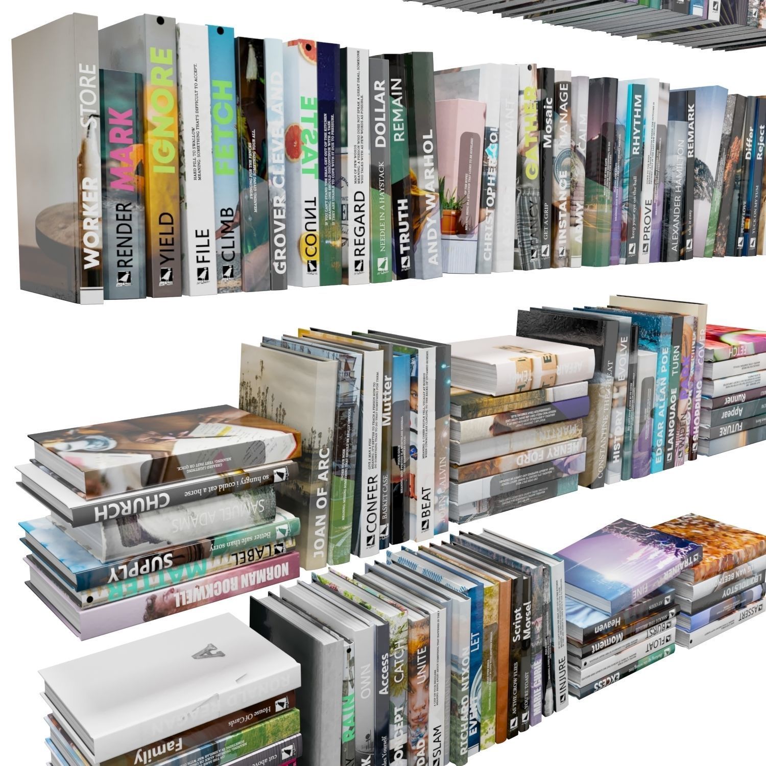 Books 150 pieces 1-6-2 Low-poly 3D model_18
