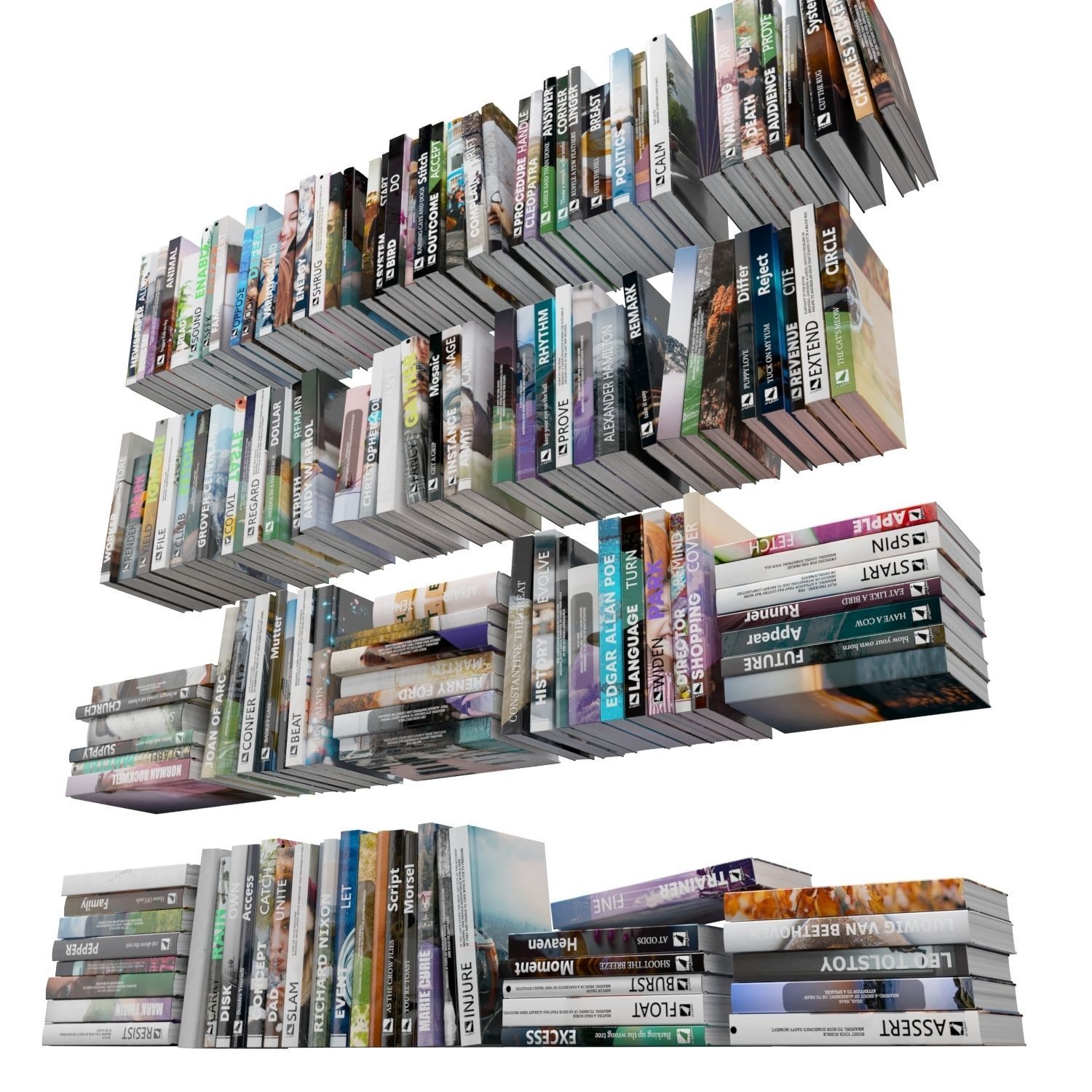 Books 150 pieces 1-6-2 Low-poly 3D model_4