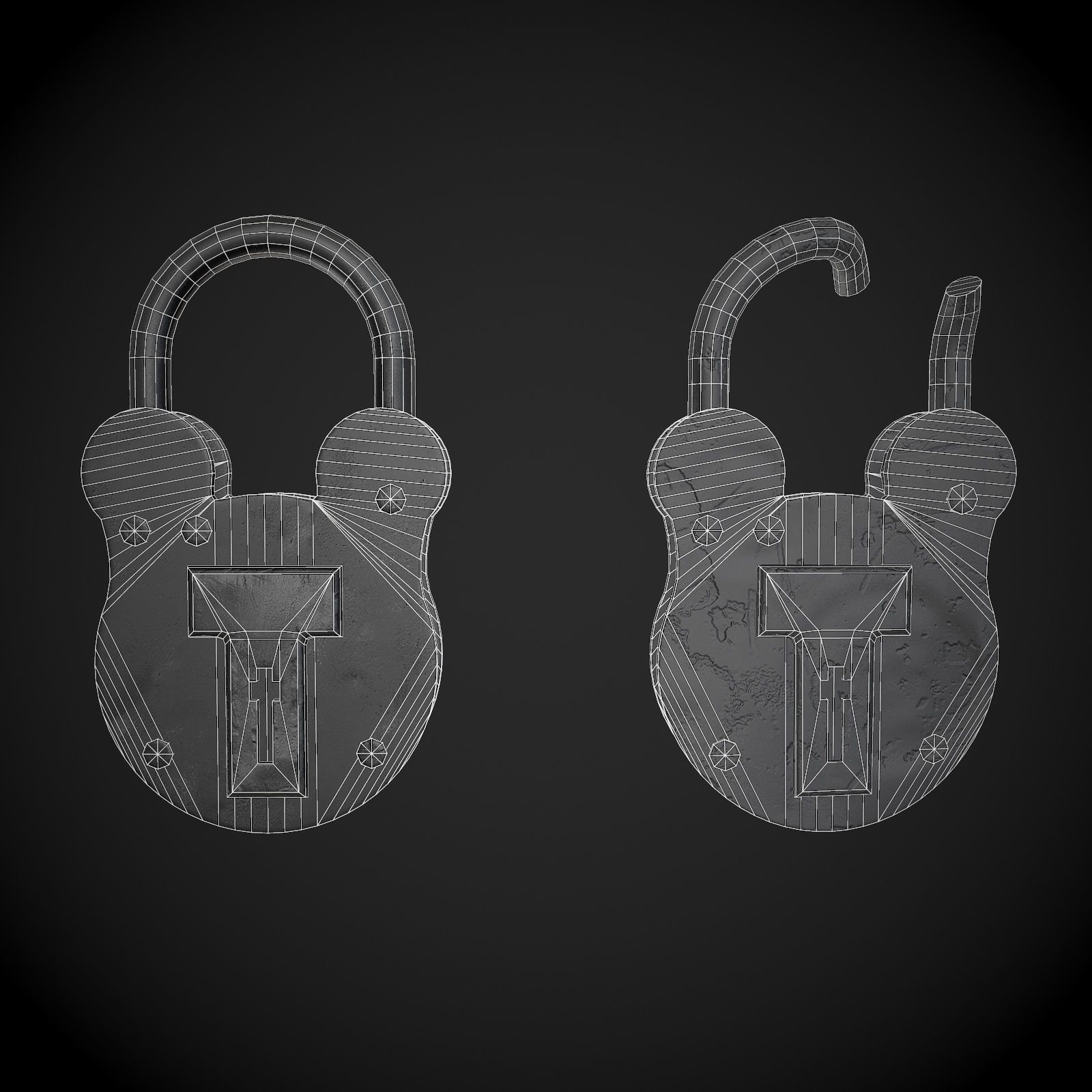 Padlock Low-poly 3D model_7