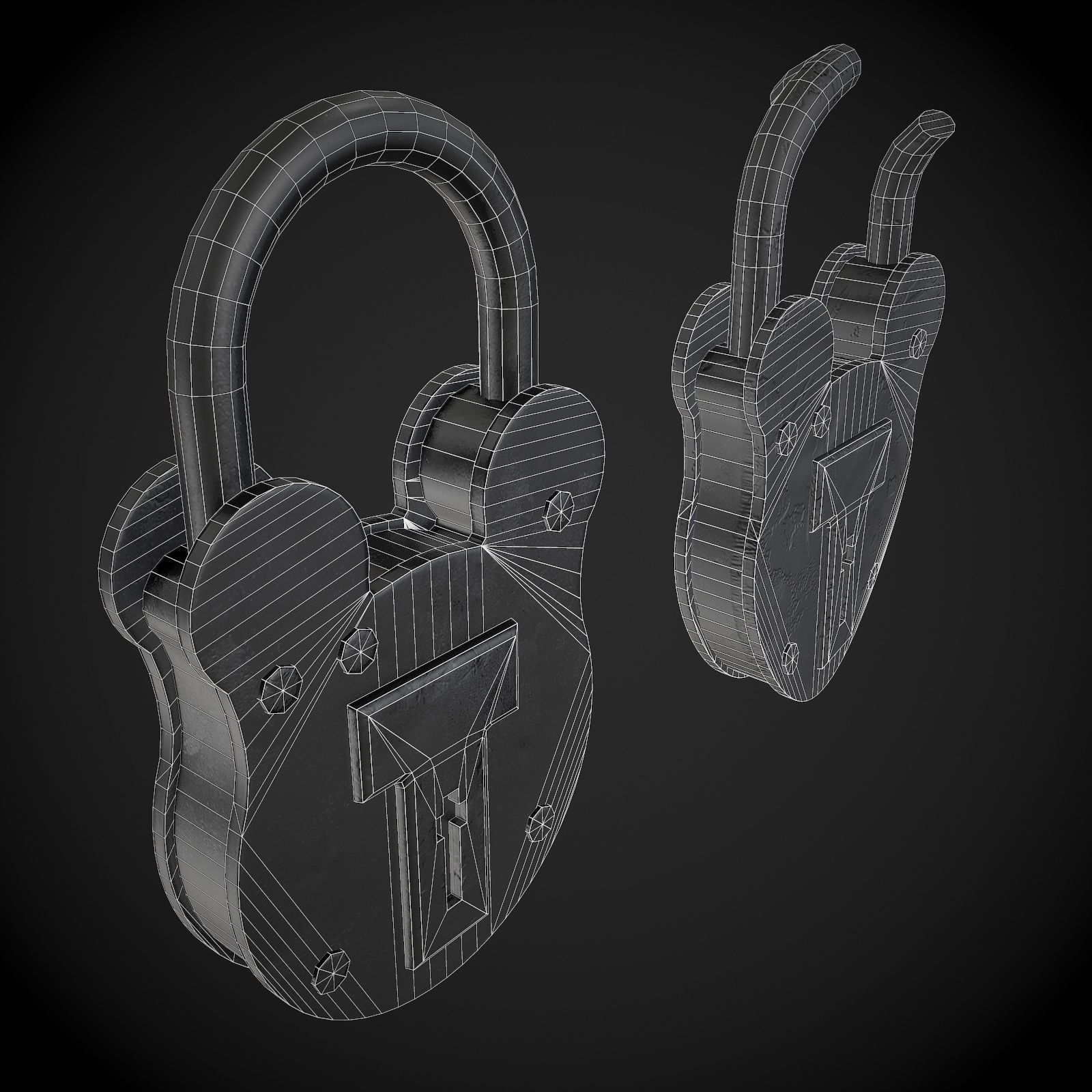 Padlock Low-poly 3D model_8
