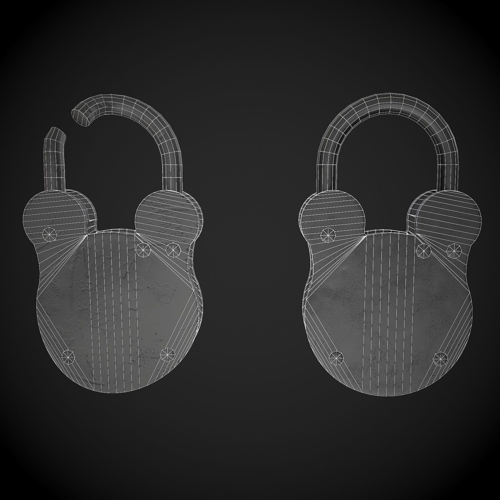 Padlock Low-poly 3D model_9