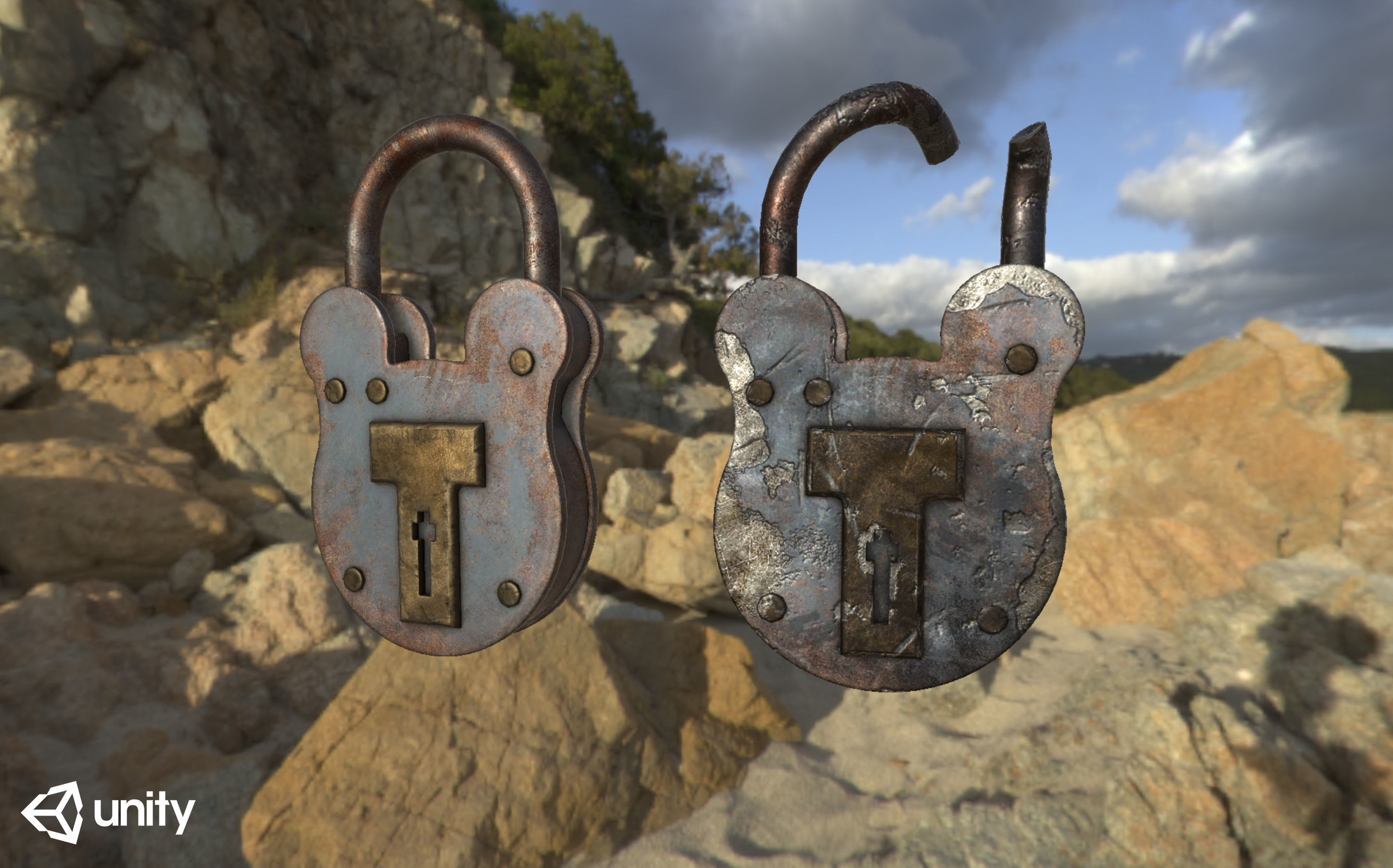 Padlock Low-poly 3D model_10