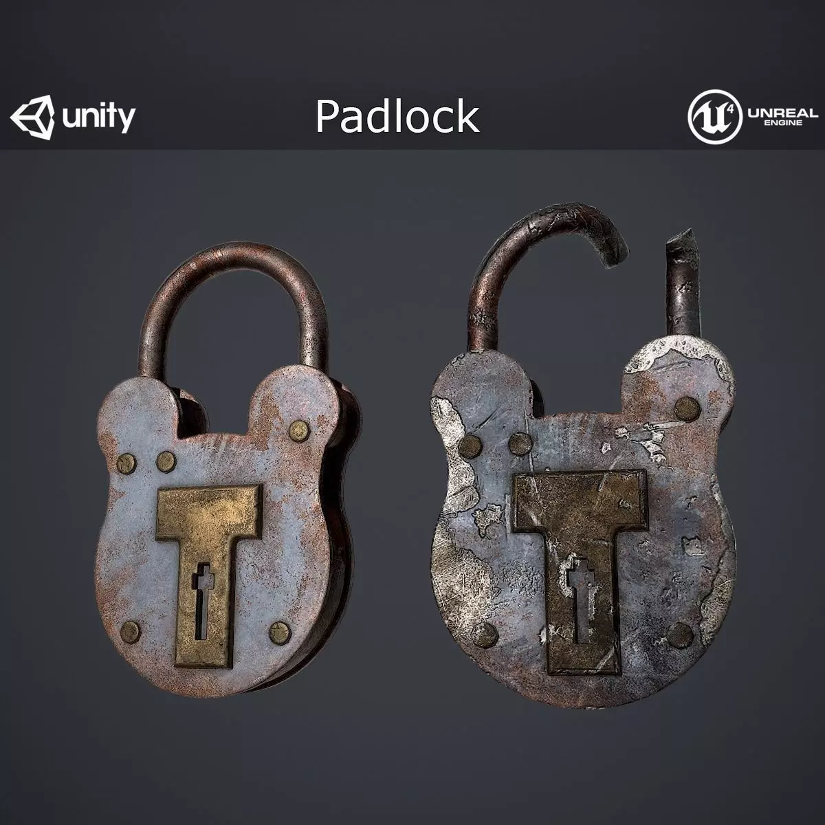 Padlock Low-poly 3D model_0