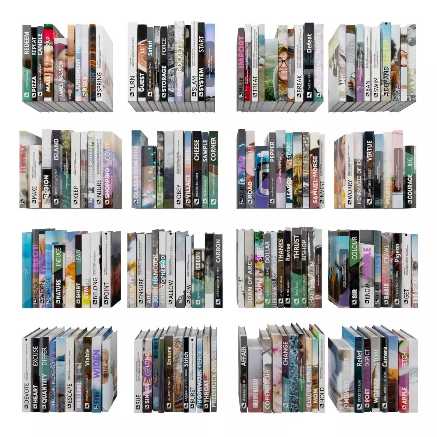 Books 150 pieces 1-8-2 Low-poly 3D model_0