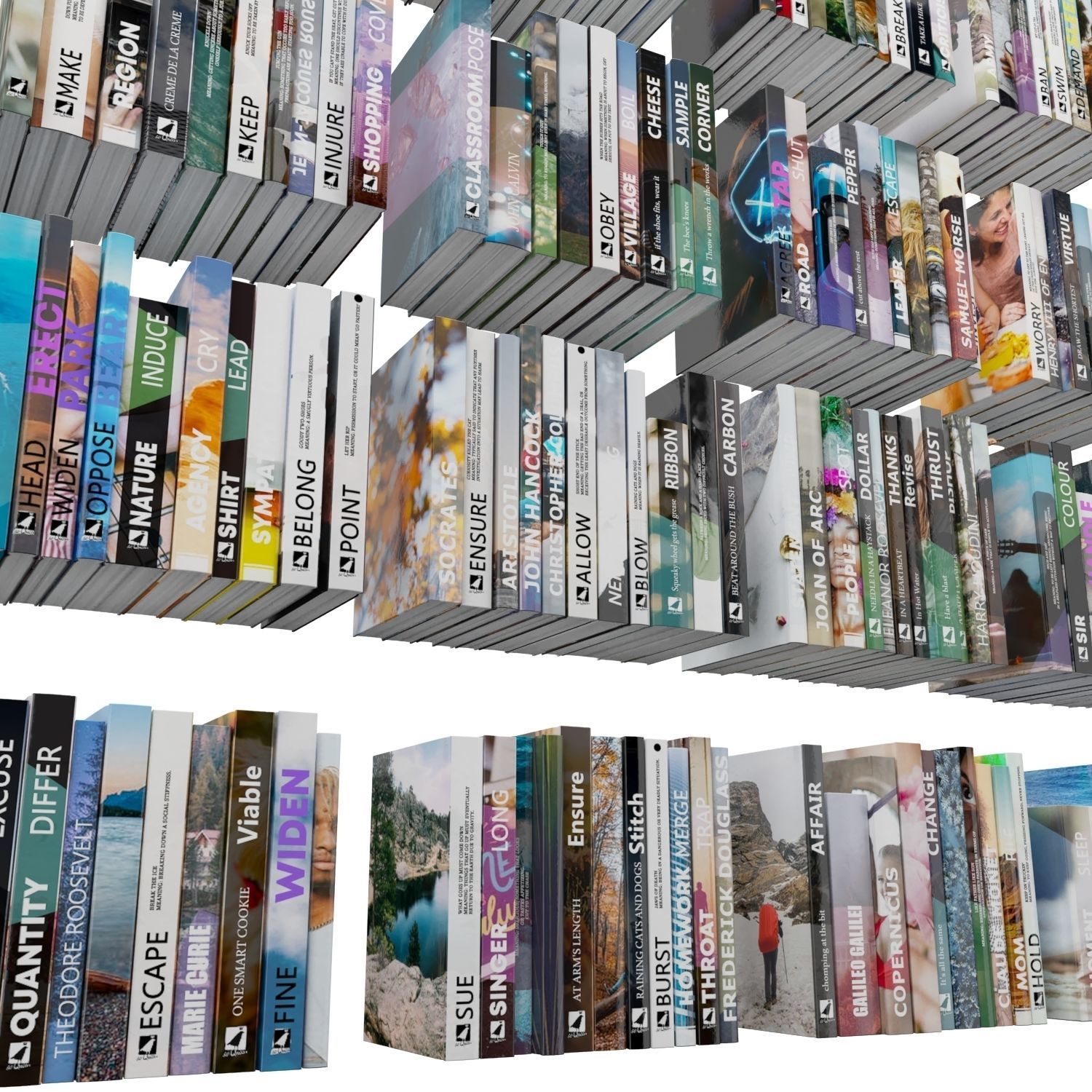 Books 150 pieces 1-8-2 Low-poly 3D model_17