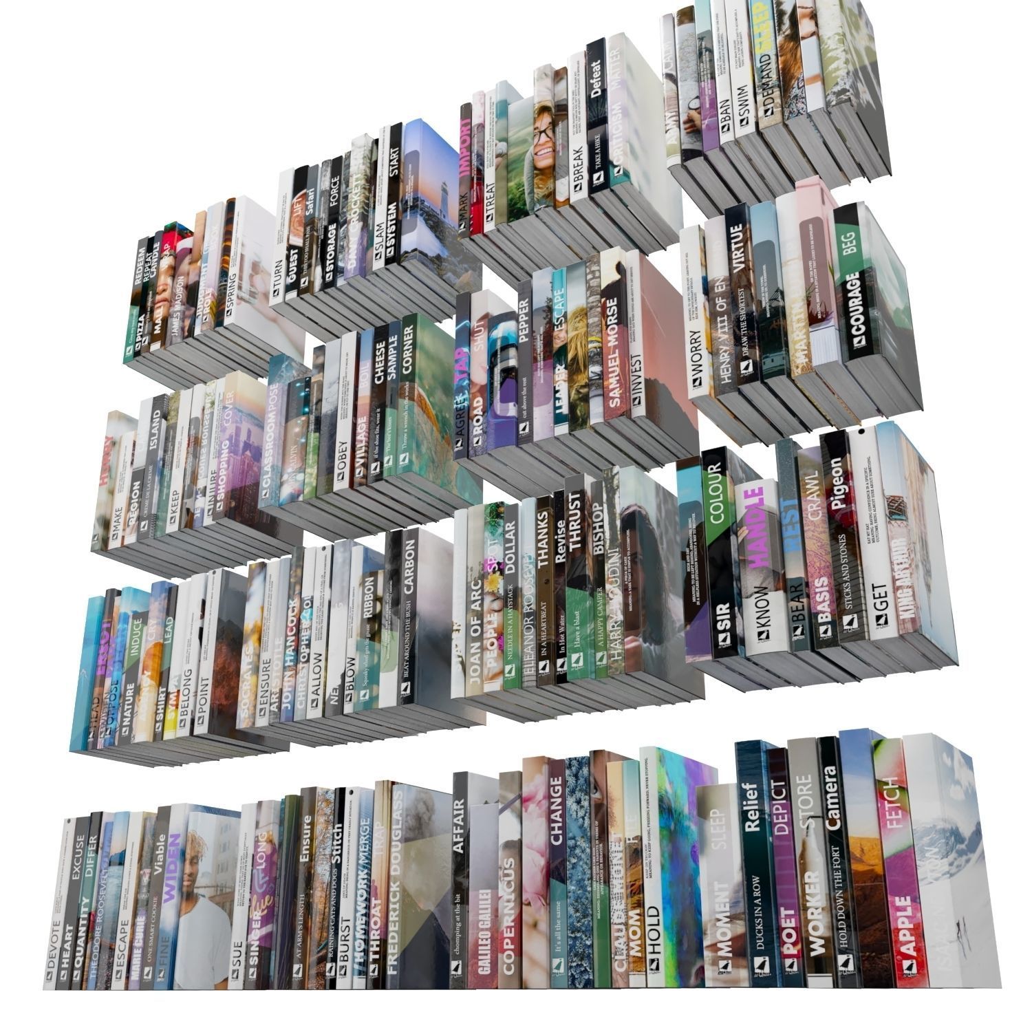 Books 150 pieces 1-8-2 Low-poly 3D model_4