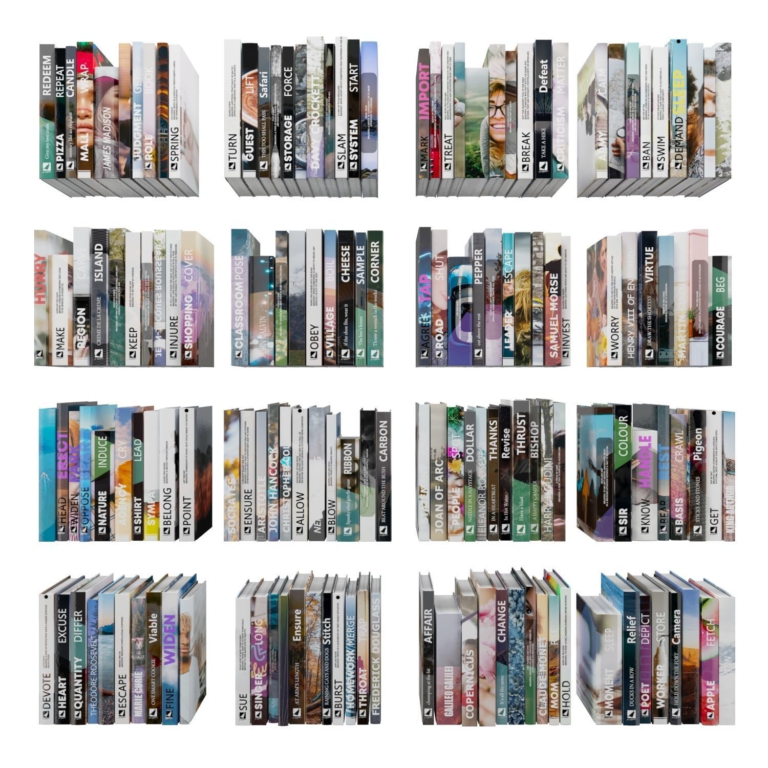 Books 150 pieces 1-8-2 Low-poly 3D model_1