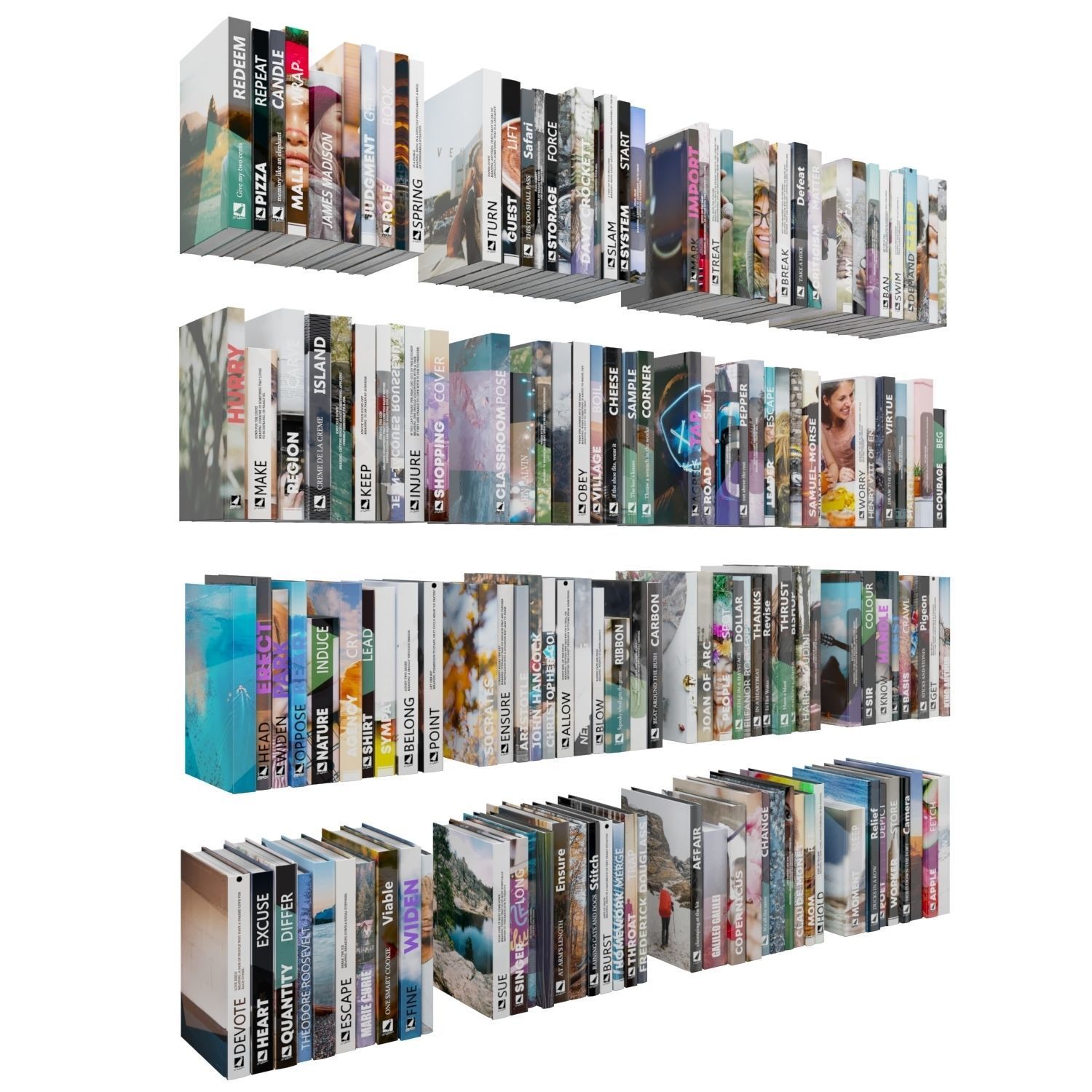 Books 150 pieces 1-8-2 Low-poly 3D model_2