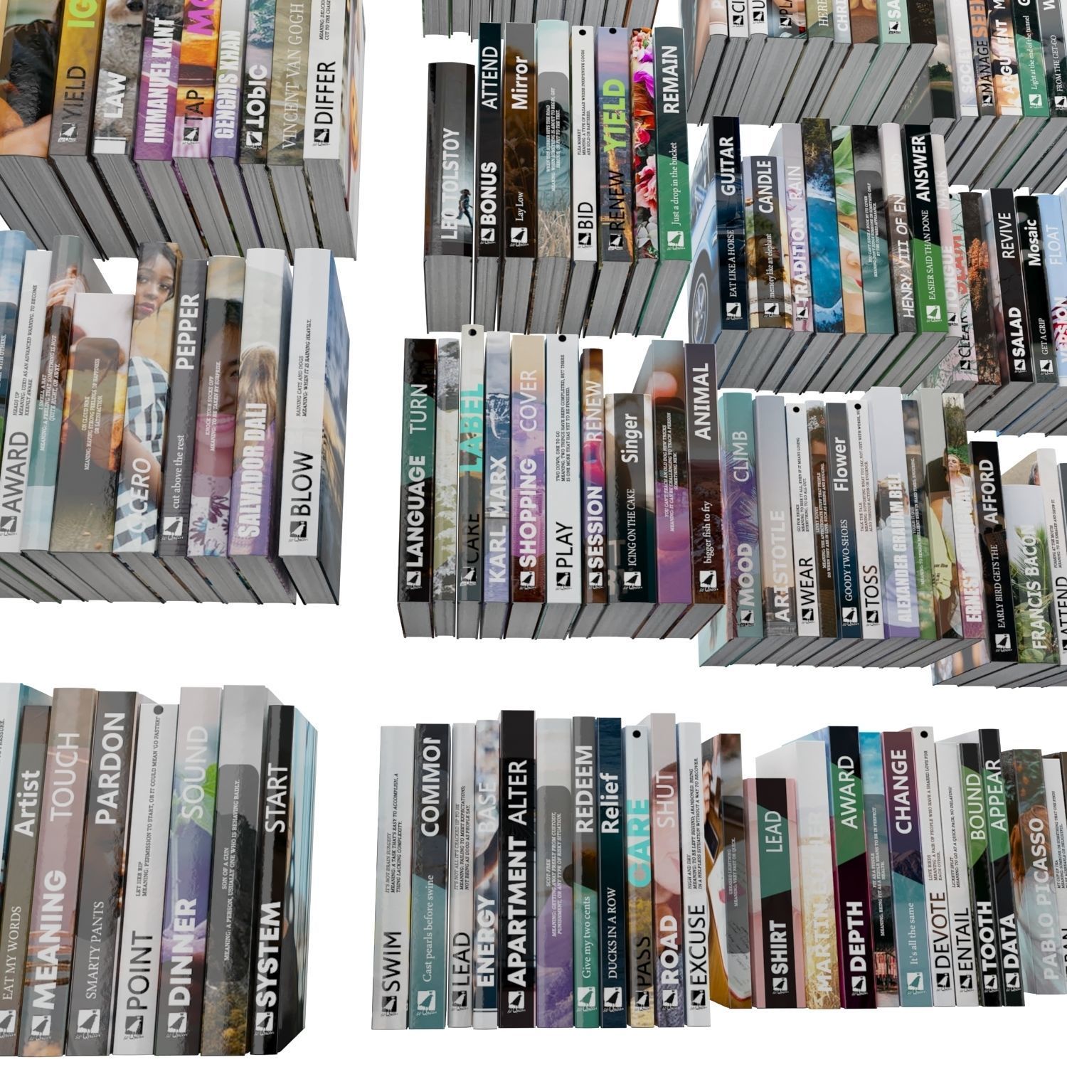 Books 150 pieces 1-9-1 Low-poly 3D model_16