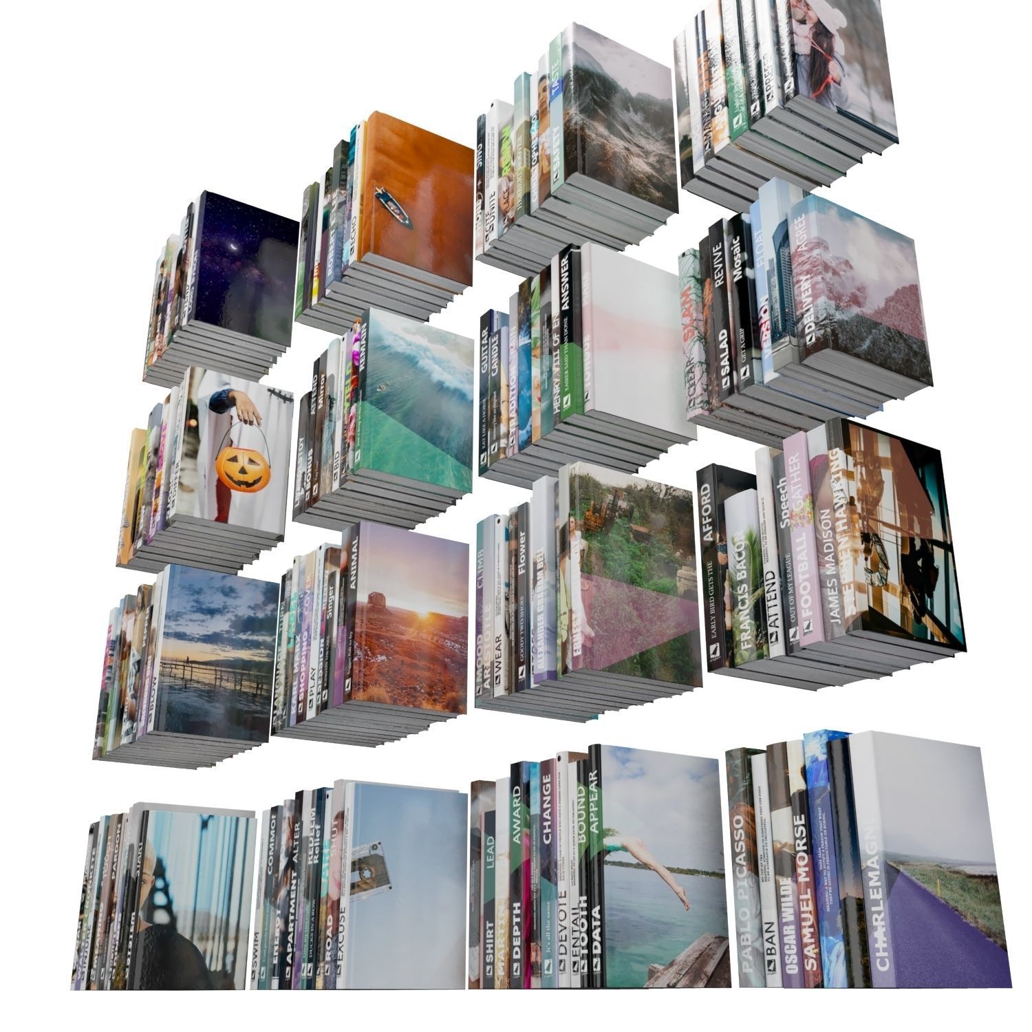 Books 150 pieces 1-9-1 Low-poly 3D model_4