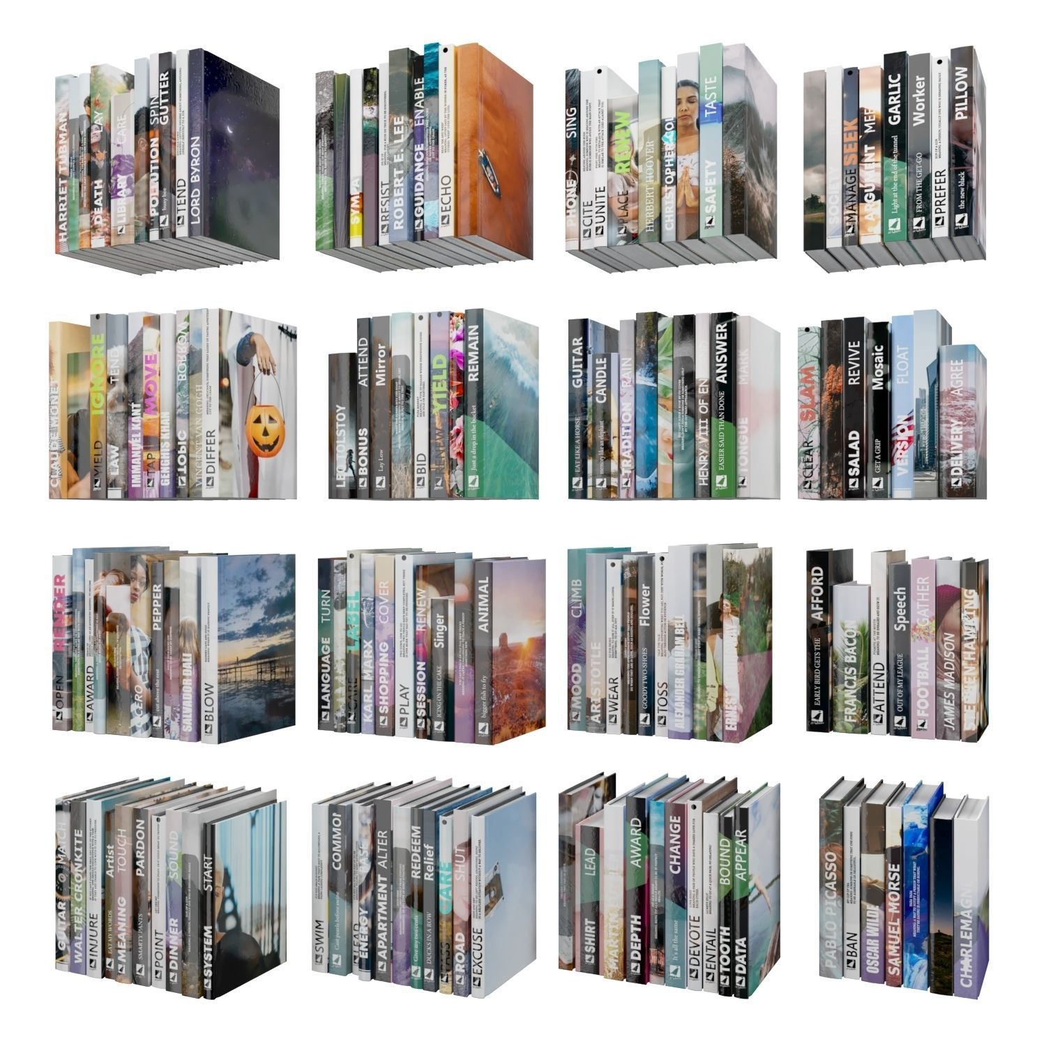 Books 150 pieces 1-9-1 Low-poly 3D model_1