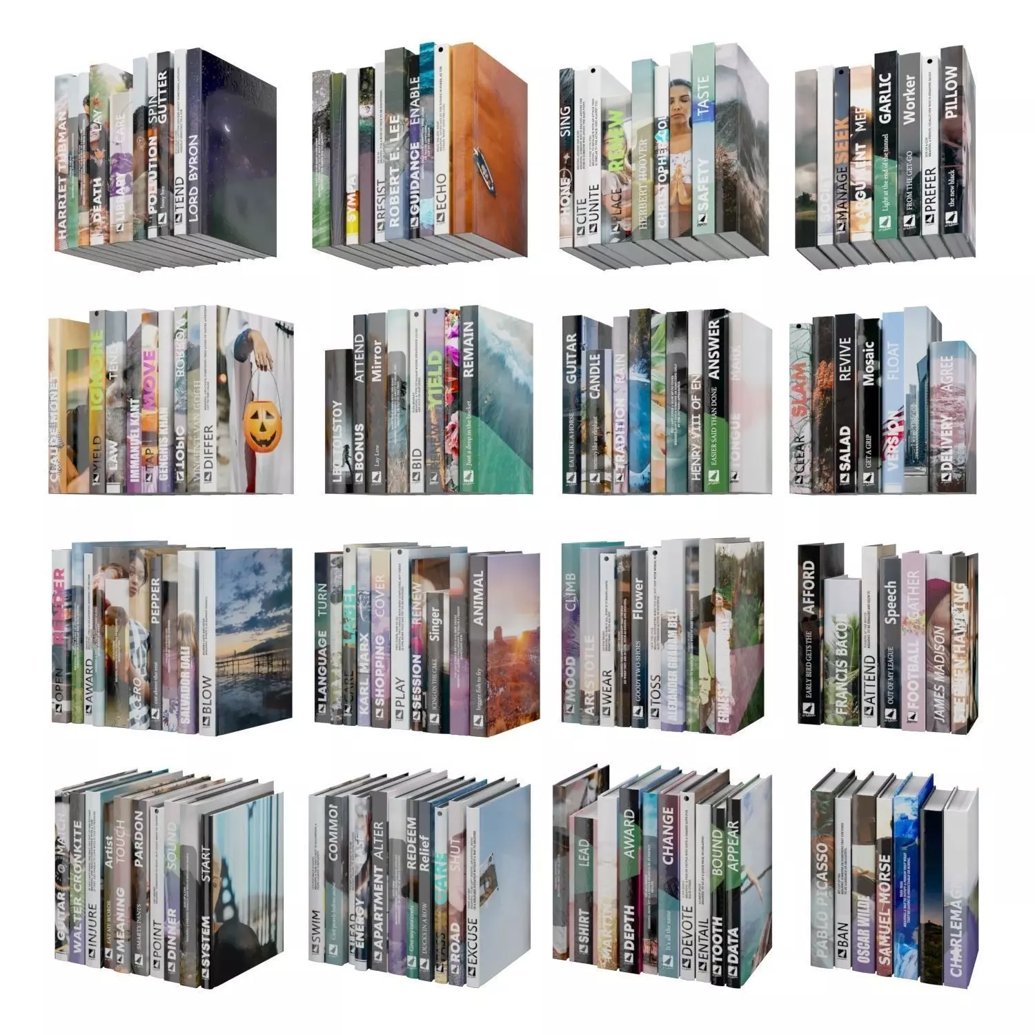 Books 150 pieces 1-9-1 Low-poly 3D model_0