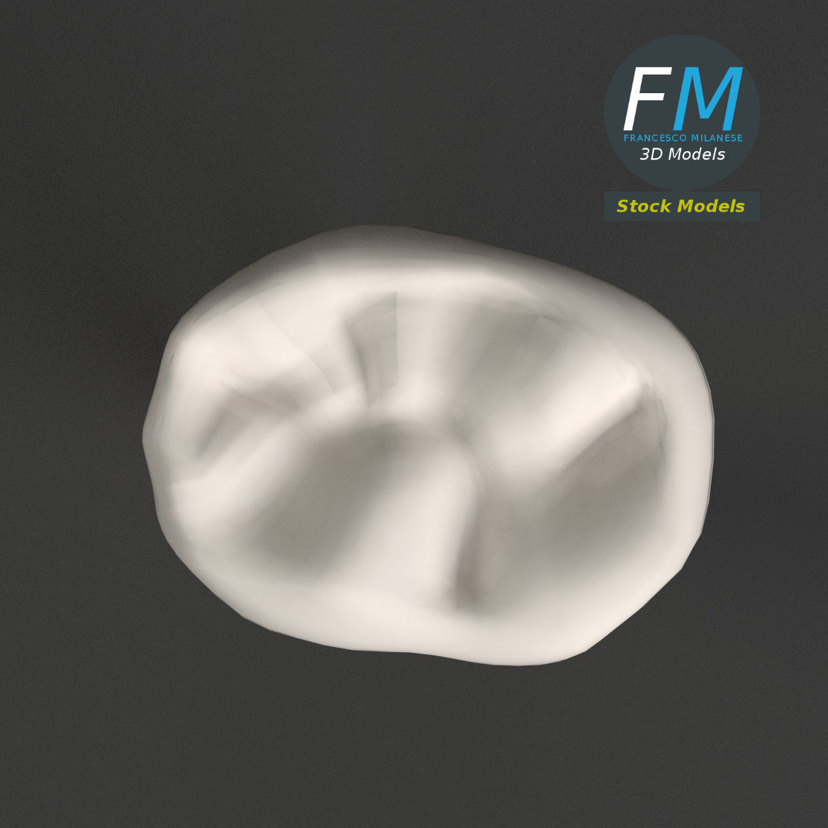 Stylized human first molar tooth Low-poly 3D model_6