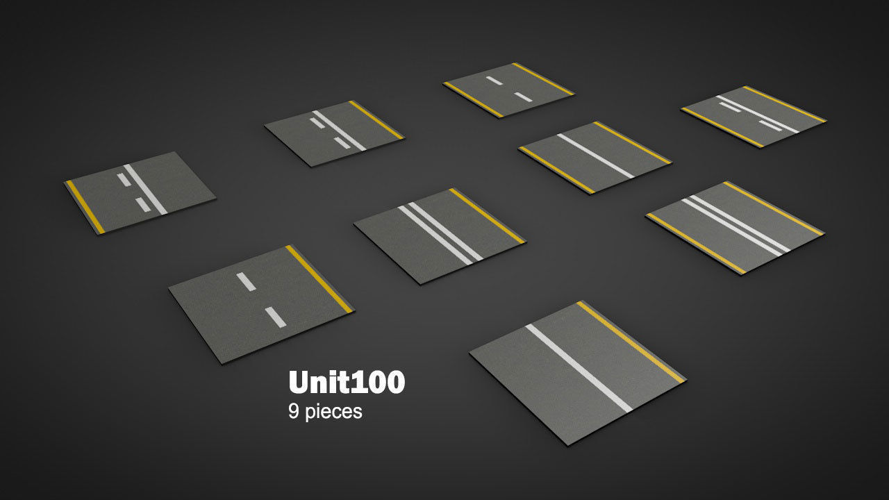 Road Patterns with Markers Low-poly 3D model_2