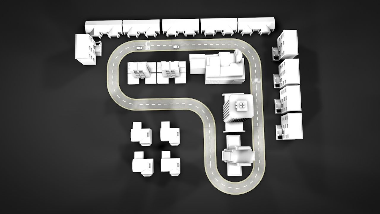 Road Patterns with Markers Low-poly 3D model_7