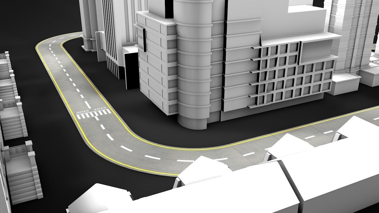 Road Patterns with Markers Low-poly 3D model_9
