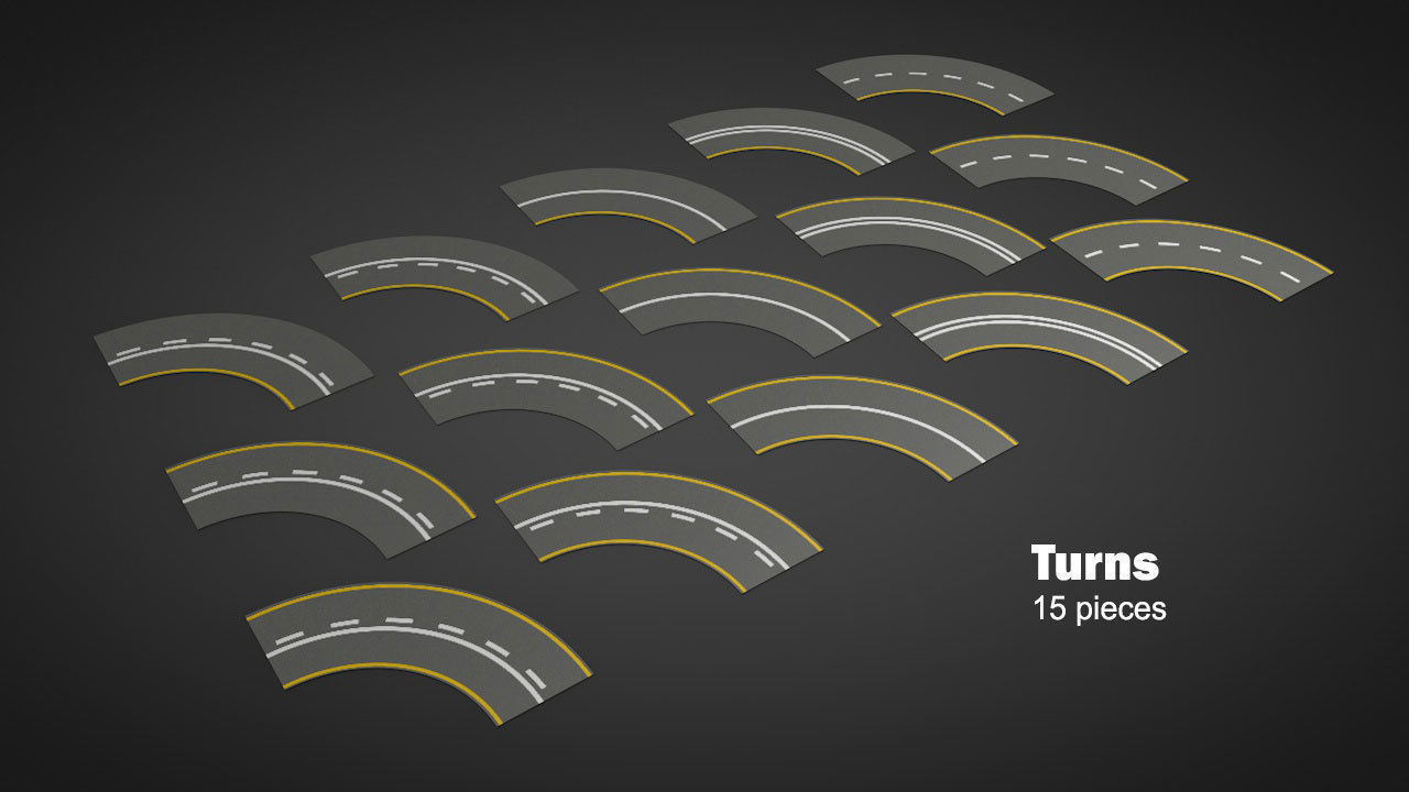 Road Patterns with Markers Low-poly 3D model_6