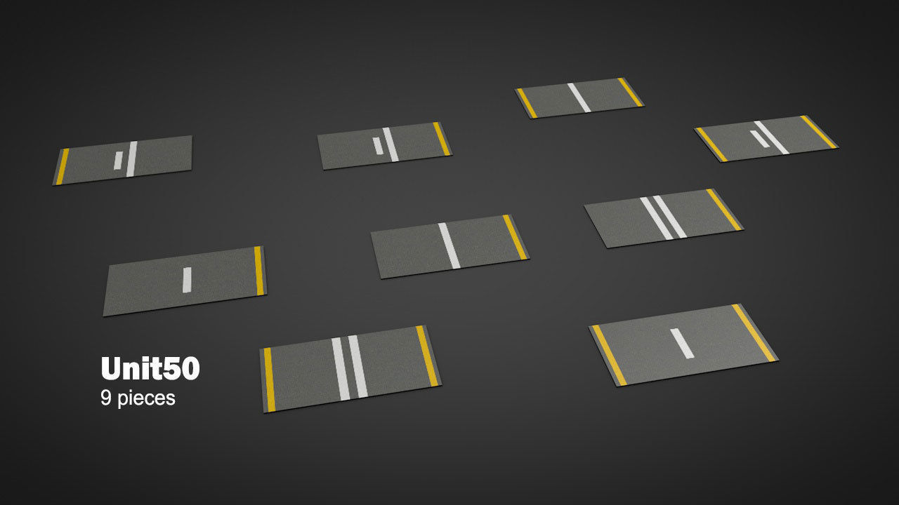 Road Patterns with Markers Low-poly 3D model_3