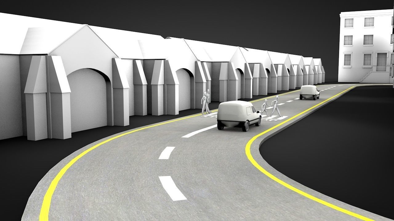 Road Patterns with Markers Low-poly 3D model_8