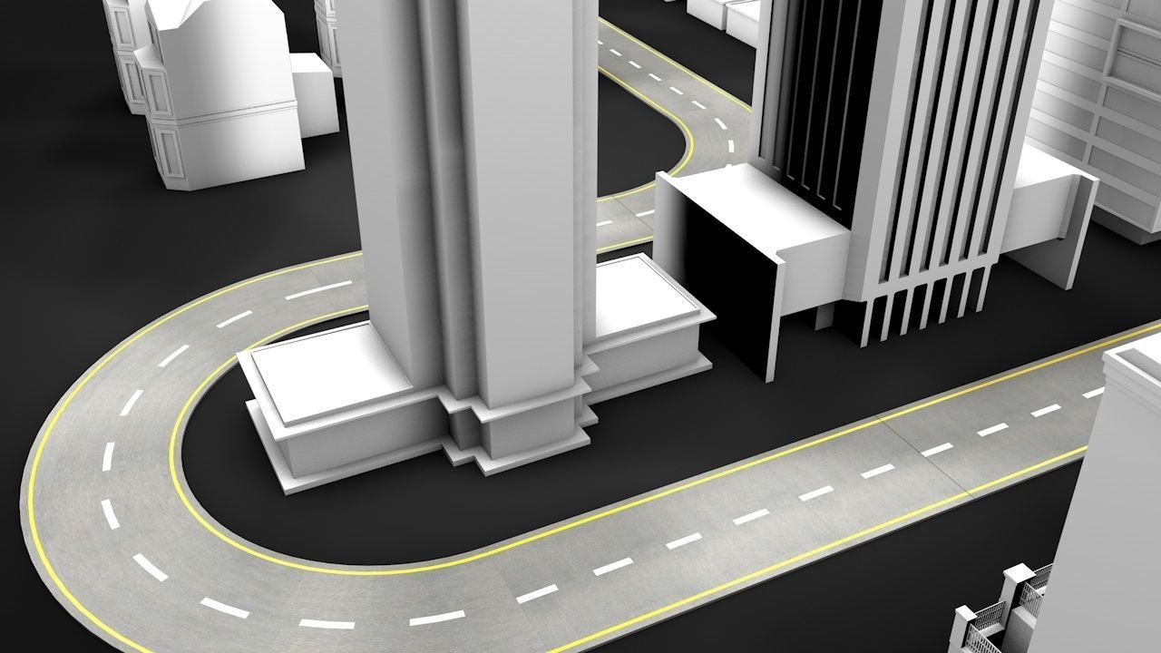 Road Patterns with Markers Low-poly 3D model_10