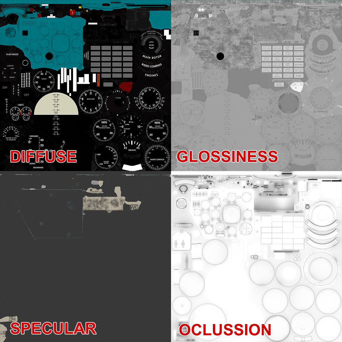Mi-8MT Mi-17MT Left Panels Board English Low-poly 3D model_29