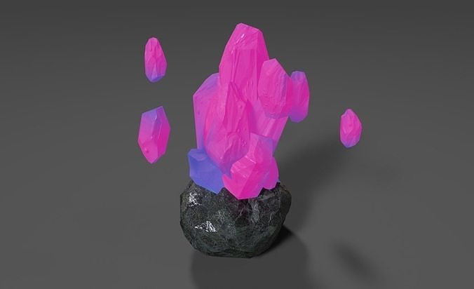 Crystal rock with crystals Low-poly 3D model