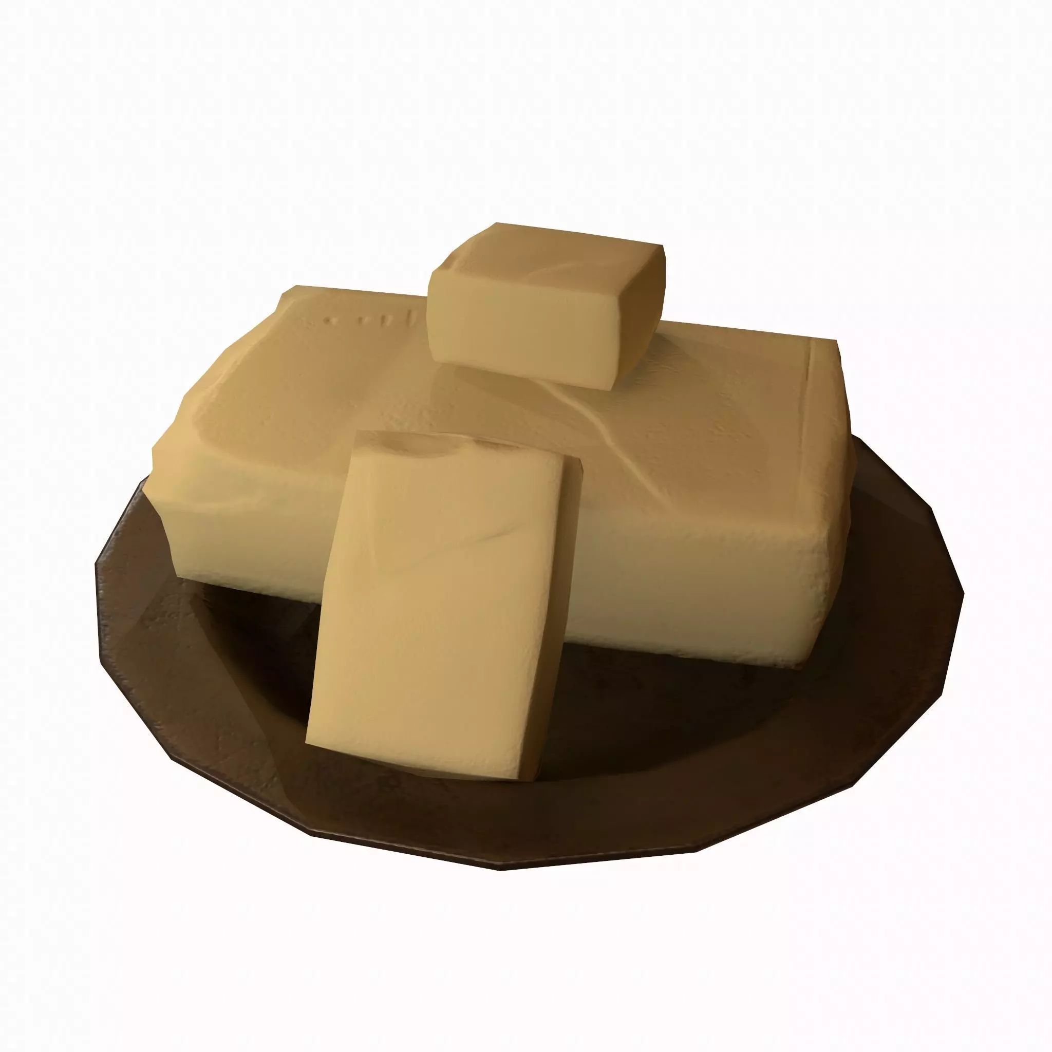 Butter Dish Low-poly 3D model_0