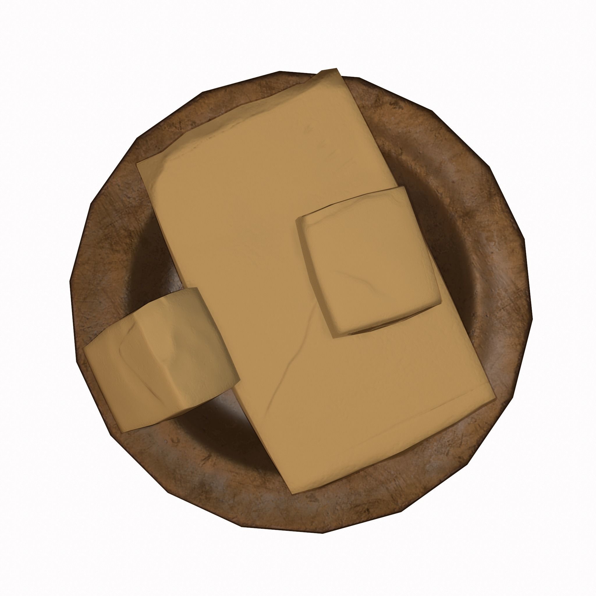 Butter Dish Low-poly 3D model_6