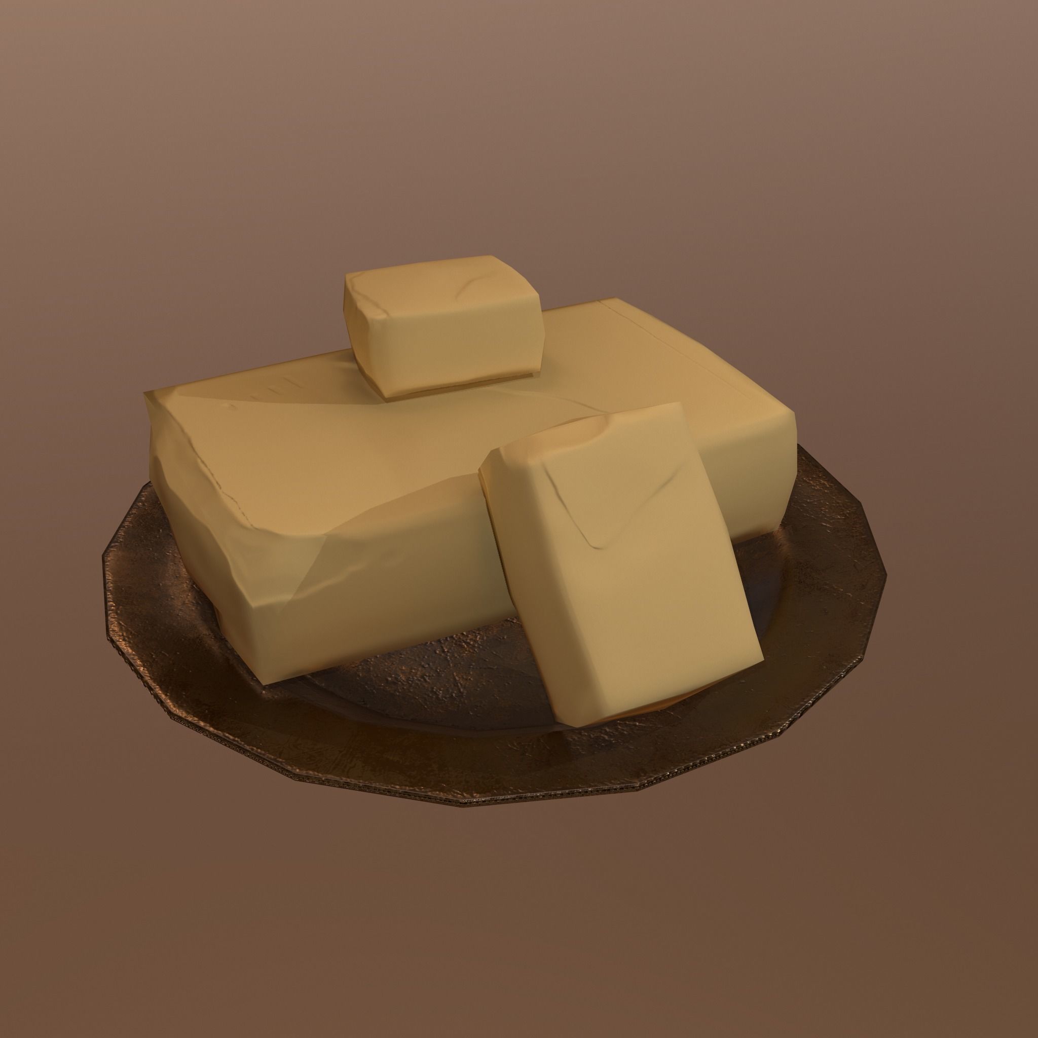 Butter Dish Low-poly 3D model_13
