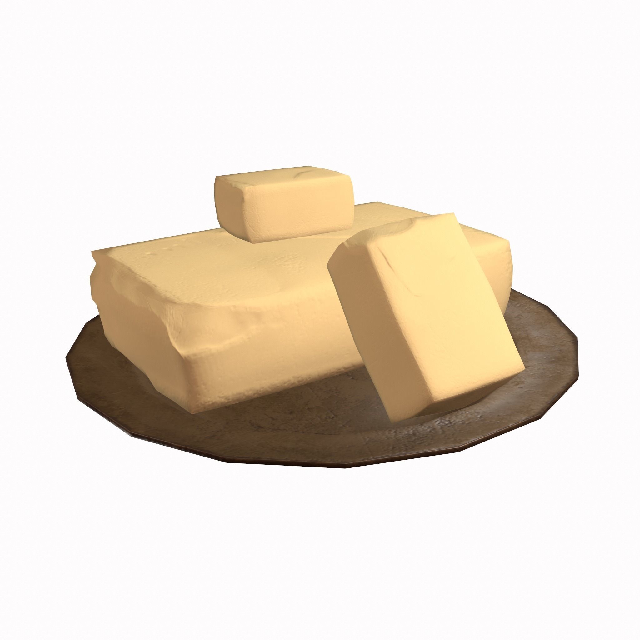 Butter Dish Low-poly 3D model_5