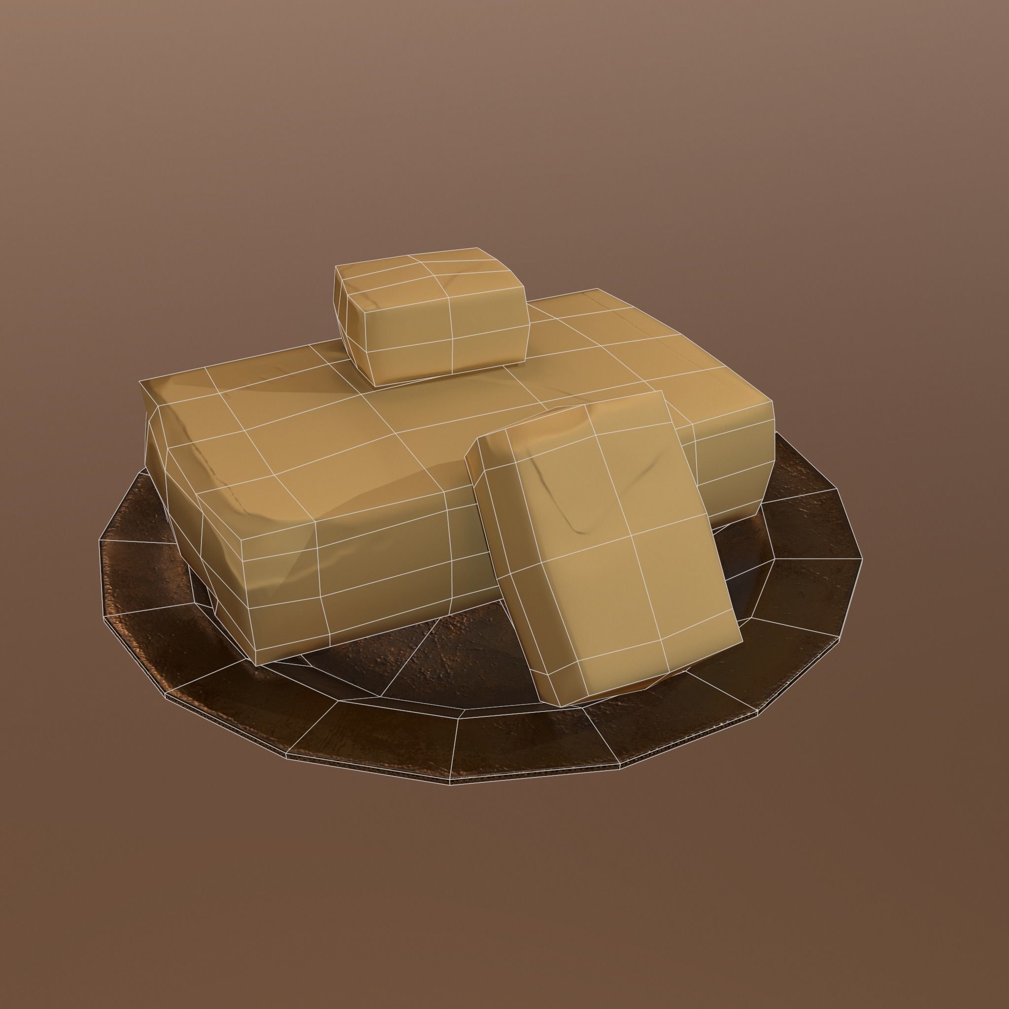Butter Dish Low-poly 3D model_14