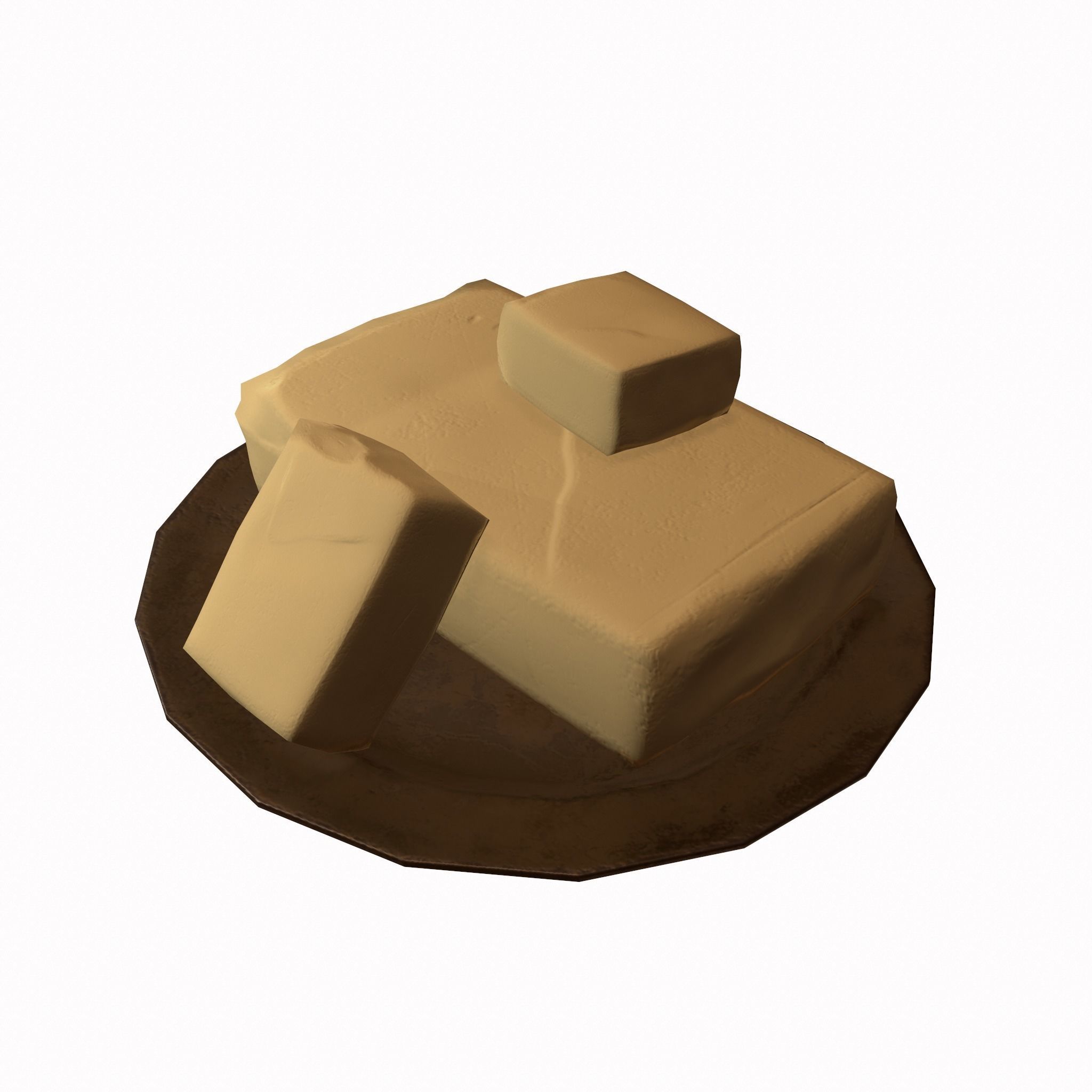 Butter Dish Low-poly 3D model_4