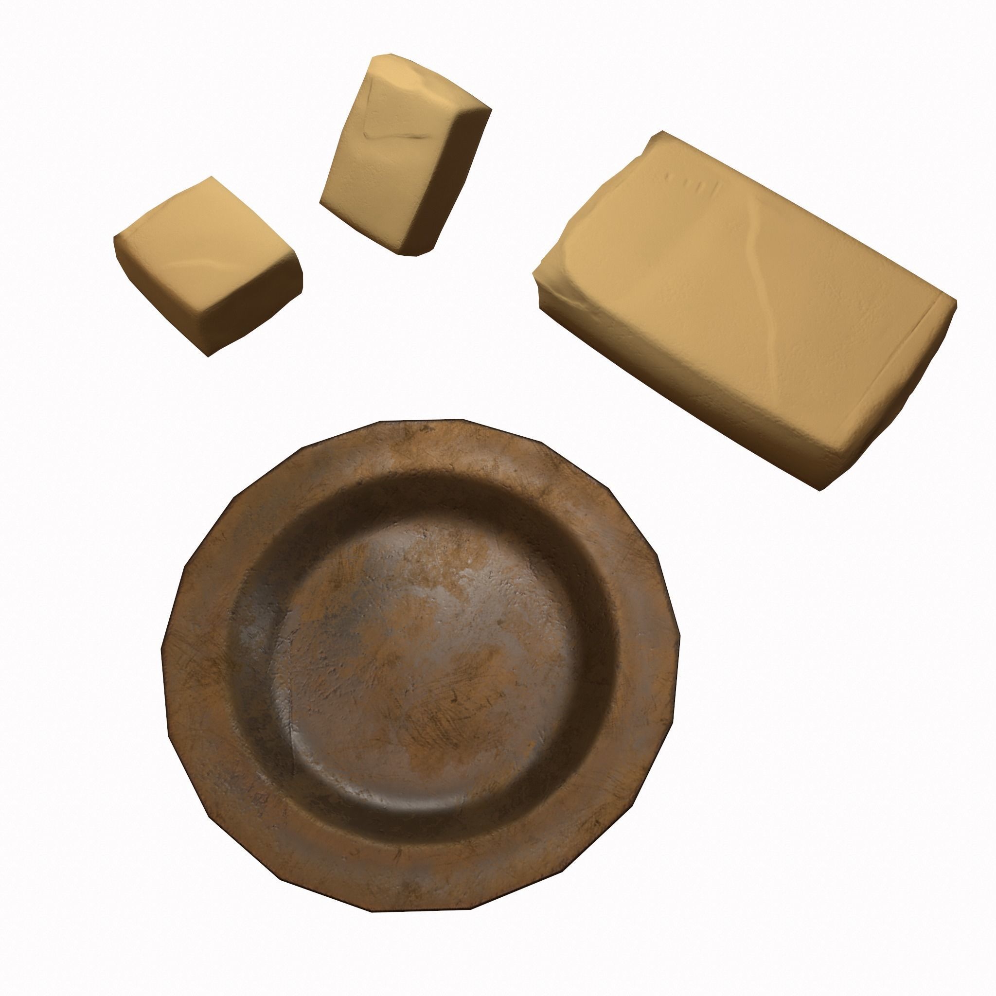 Butter Dish Low-poly 3D model_11