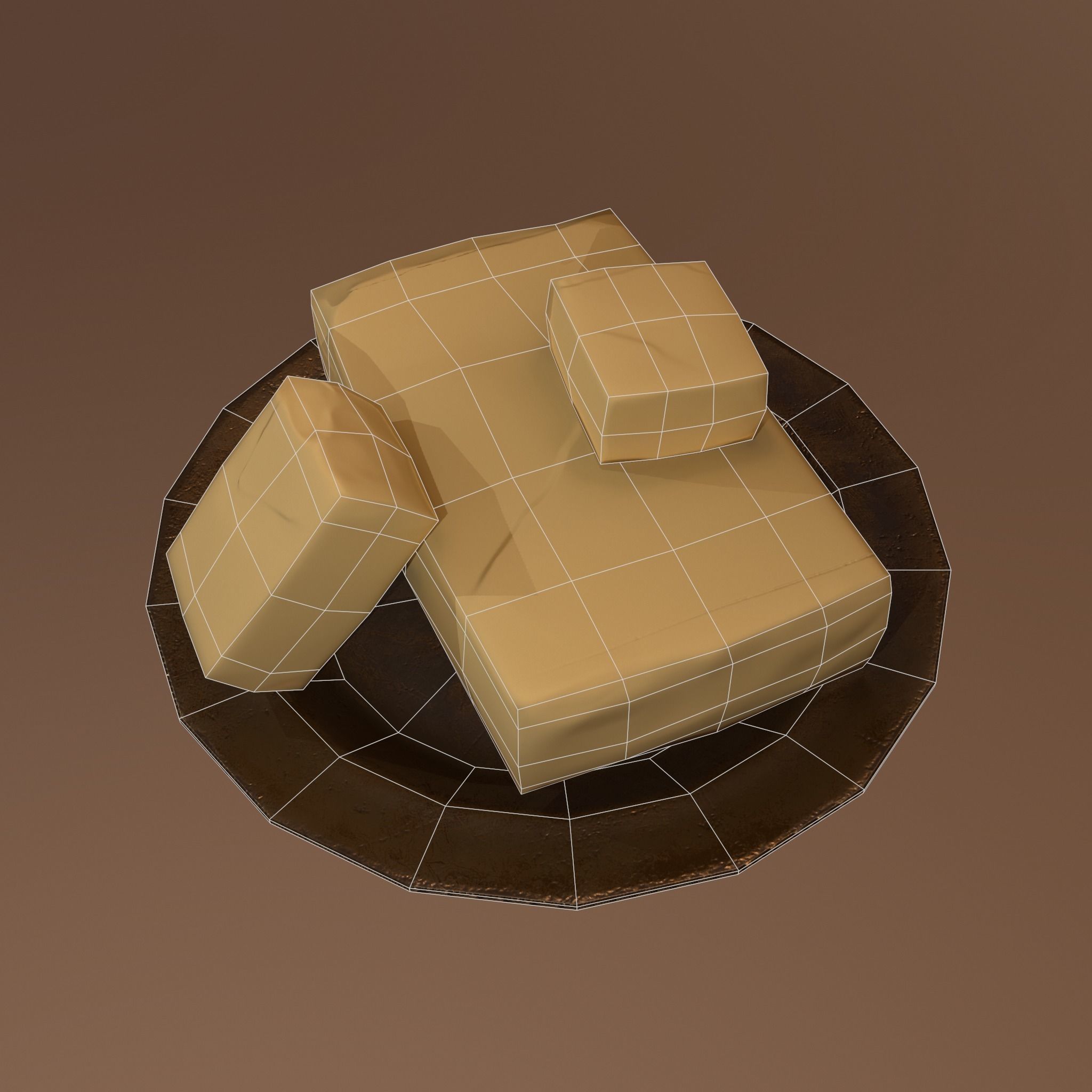 Butter Dish Low-poly 3D model_17