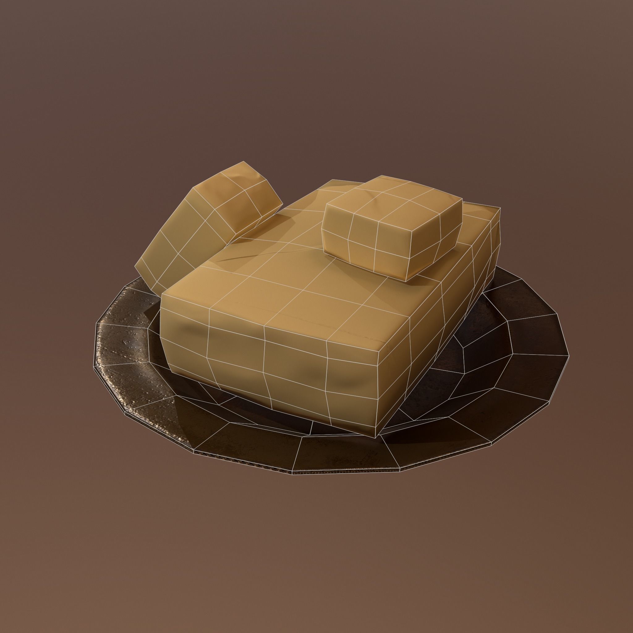 Butter Dish Low-poly 3D model_16