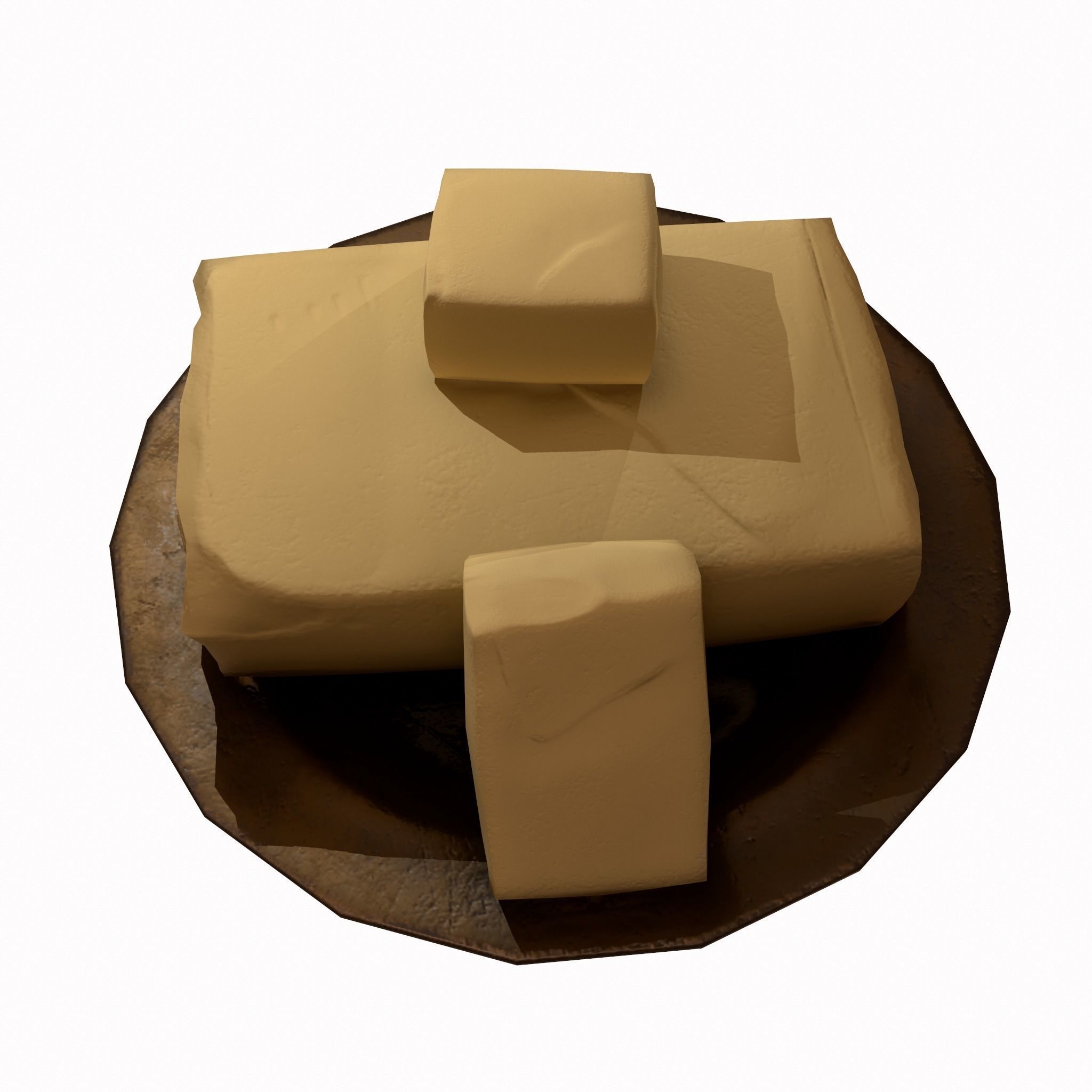 Butter Dish Low-poly 3D model_3